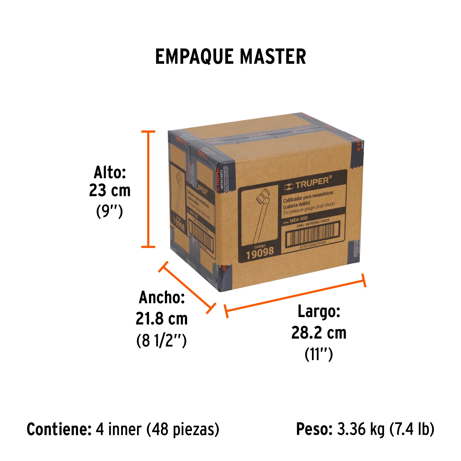 Medidor de presión 50 lbs, cabeza doble
