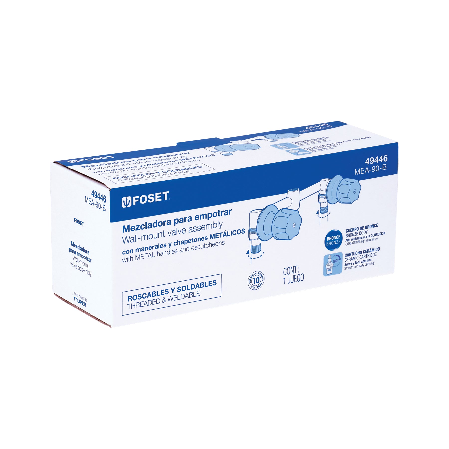 Ensamble para regadera para empotrar de 1/4 de vuelta, Basic