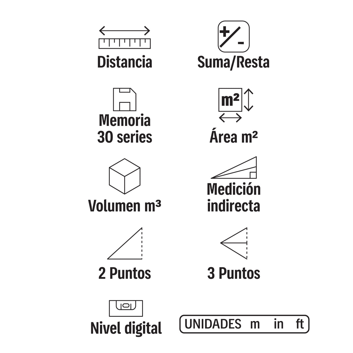 Medidor láser de distancia, 100 m