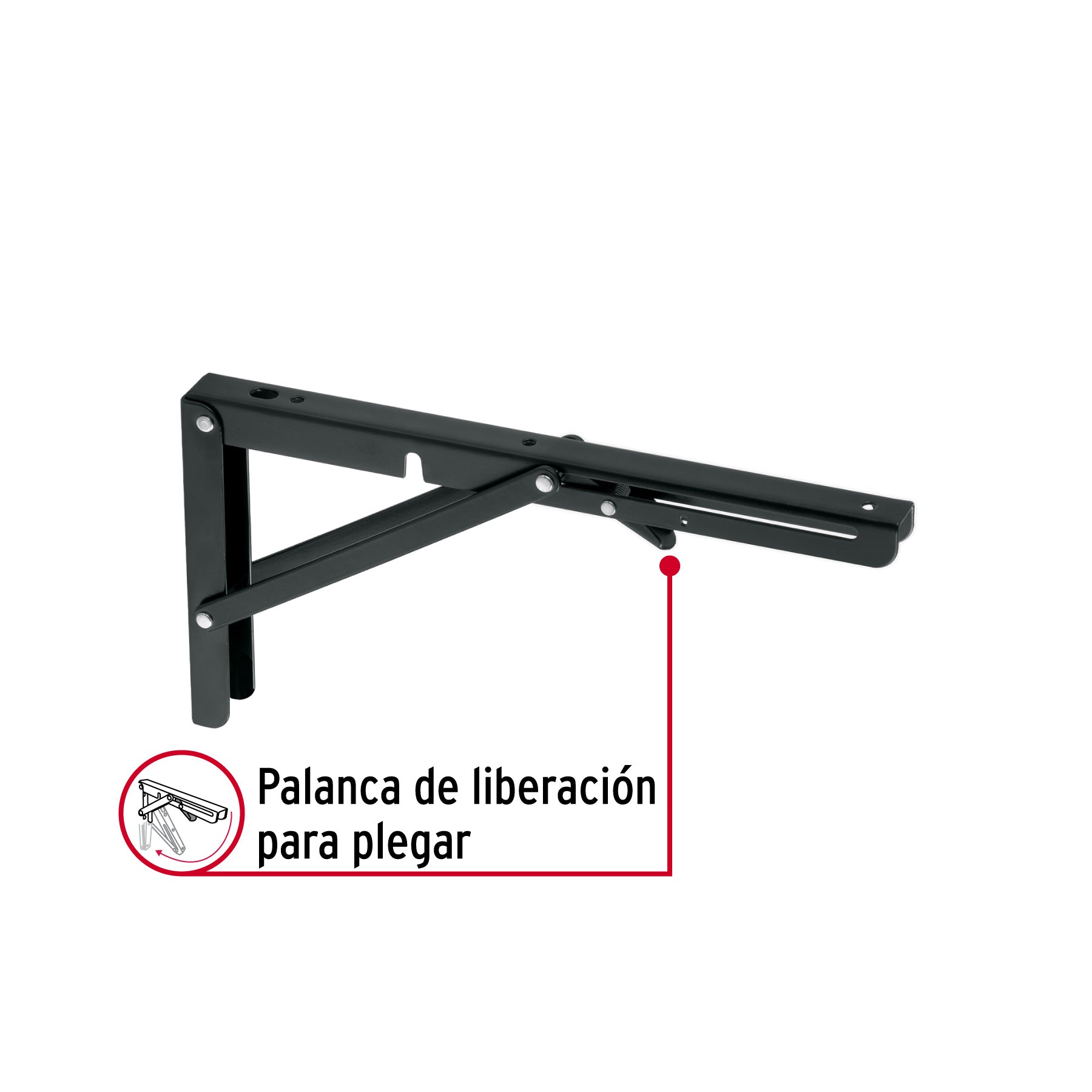 Ménsula plegable de acero negra 6' x 12', FIERO