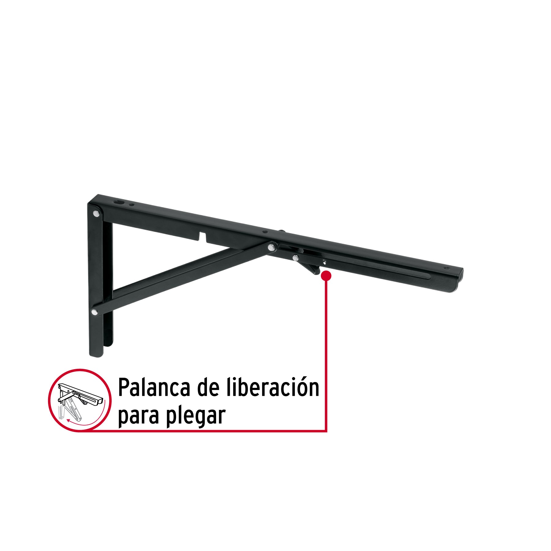 Ménsula plegable de acero negra 8' x 16', FIERO
