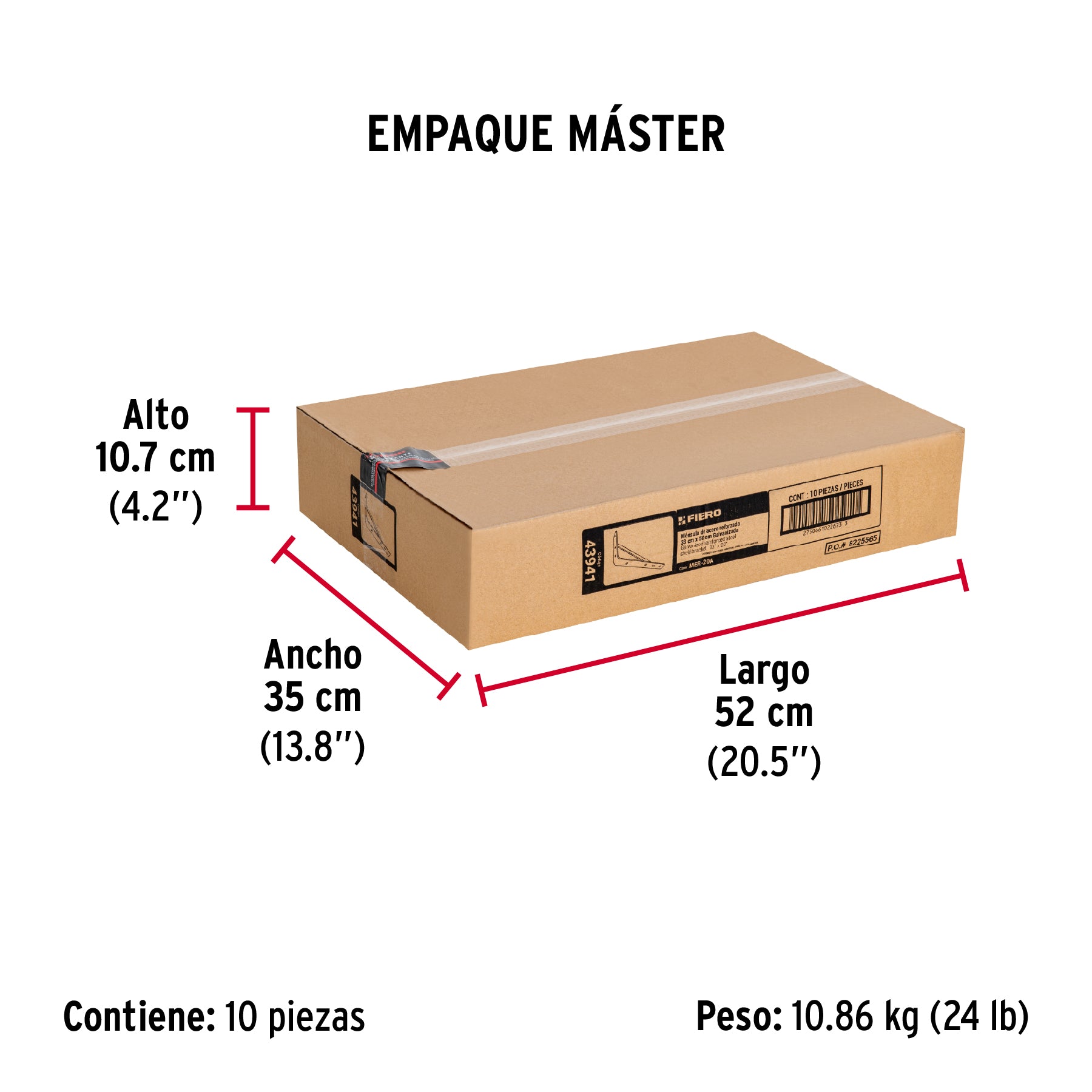 Ménsula de acero reforzado galvanizada 13 x 20', FIERO