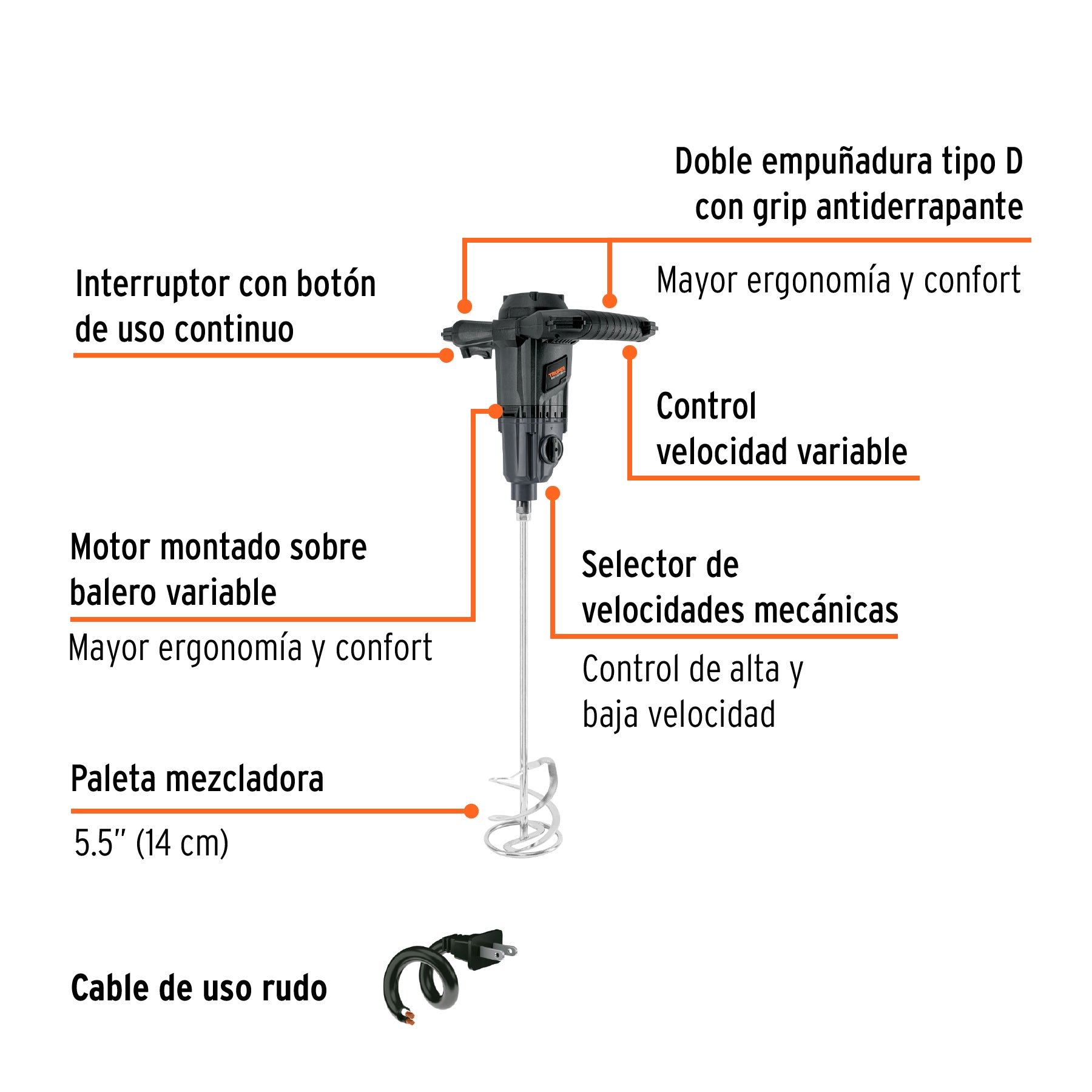 Mezcladora eléctrica 1500 W, industrial