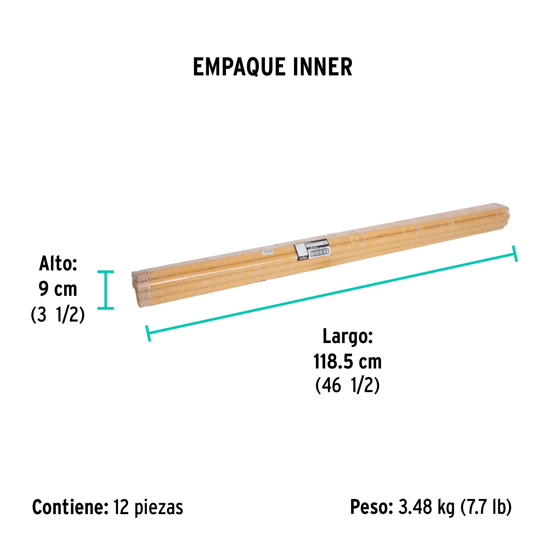 Mango de madera para escobas de limpieza Klintek, 48'