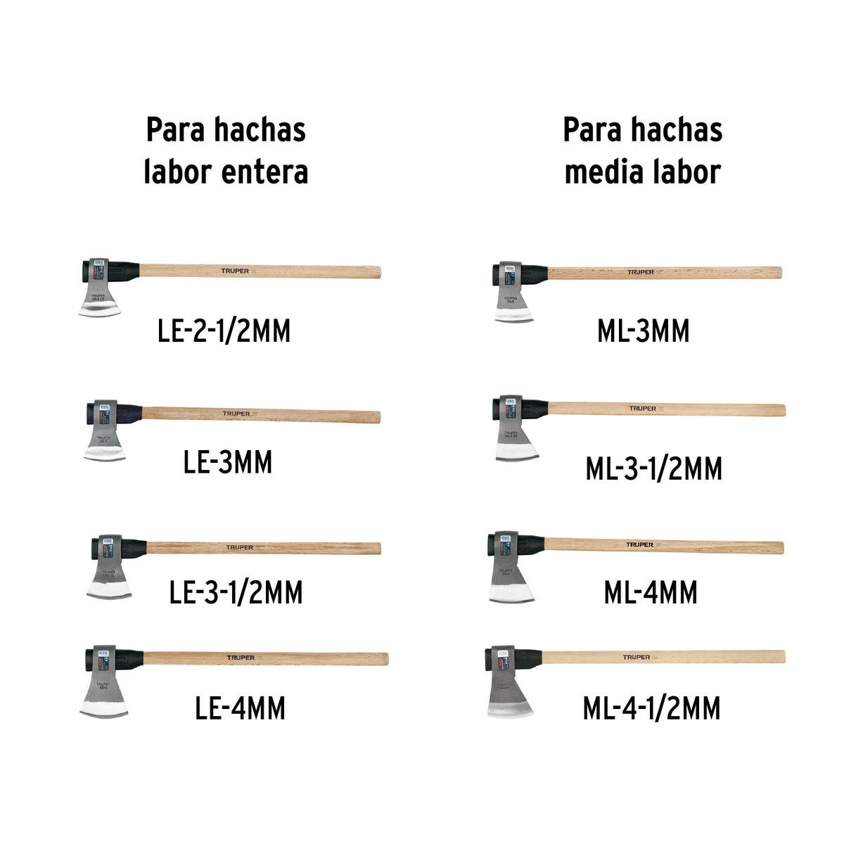 Mango madera de 36' para hachas media y entera labor, Truper