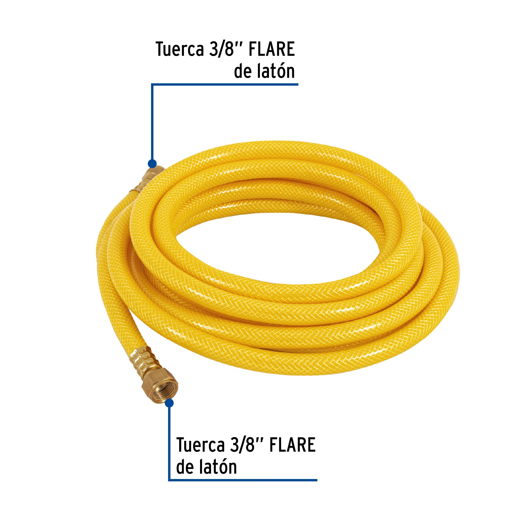 Manguera flexible, PVC, 3/8" con conexión, 5m