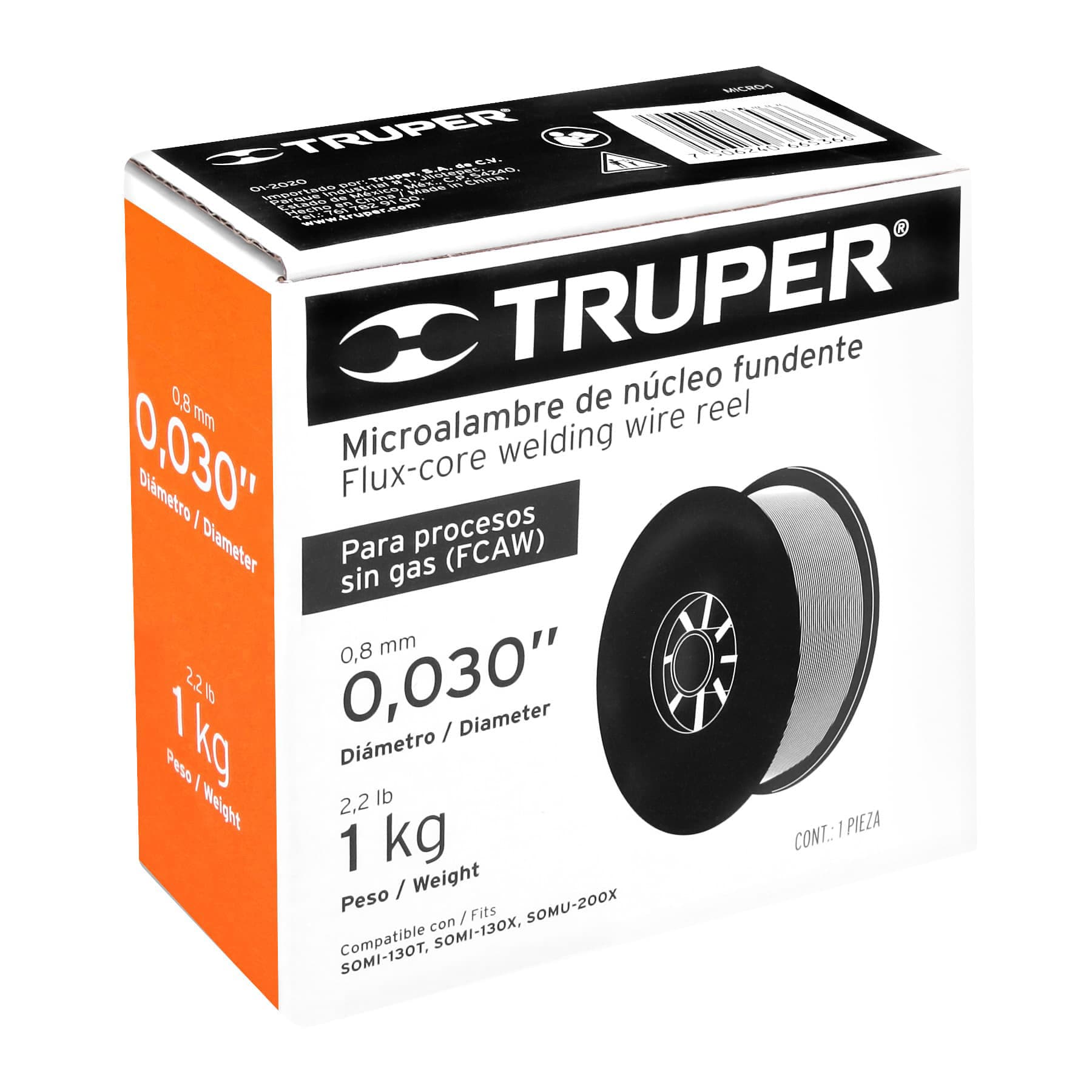 Carrete de microalambre tubular, sin gas de 1 kg