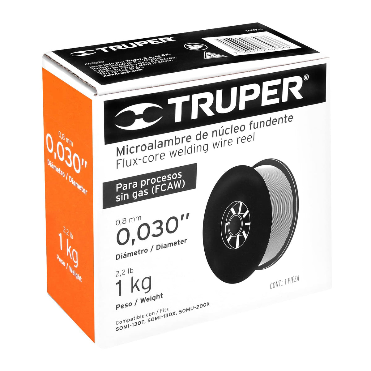 Carrete de microalambre tubular, sin gas de 1 kg