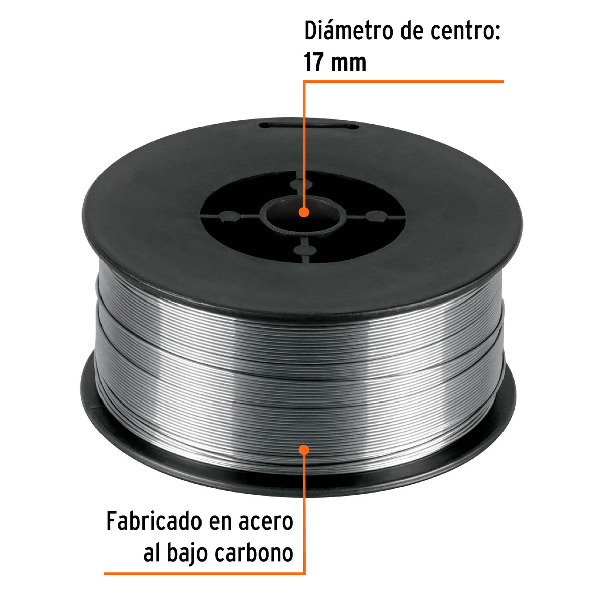 Carrete de microalambre tubular, sin gas de 1 kg
