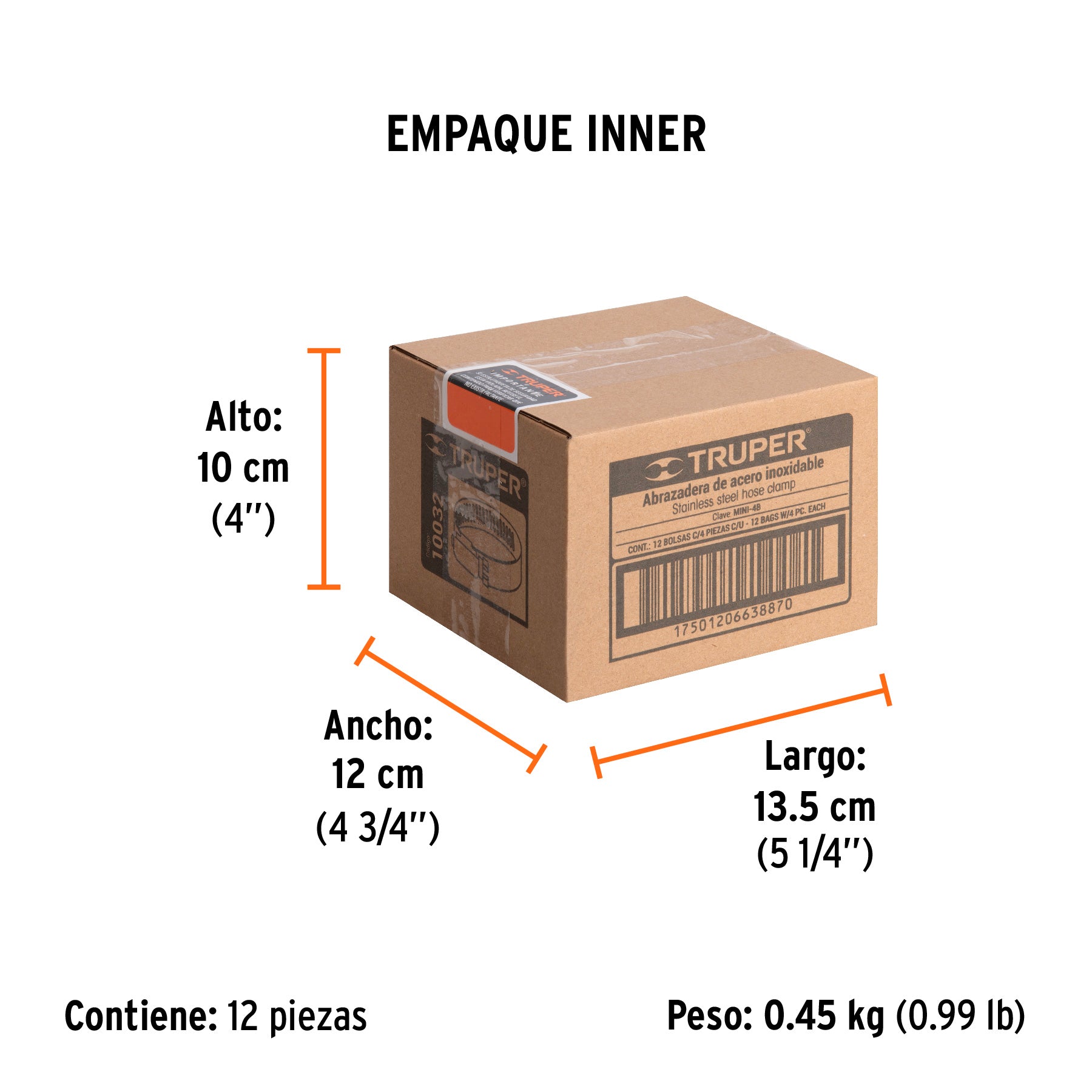 Abrazadera mini-4 de acero inoxidable, bolsa con 4 pzas