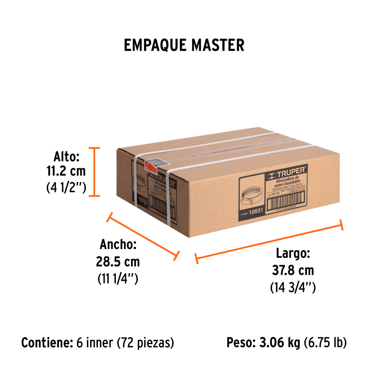 Abrazadera mini-6 de acero inoxidable, bolsa con 4 pzas