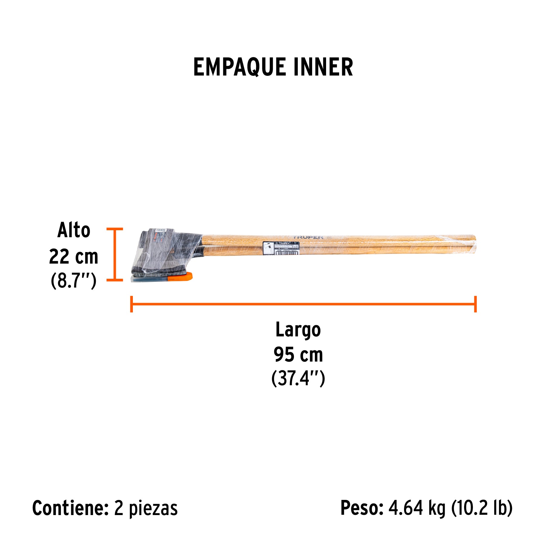 Hacha media labor 3-1/2 lb con mango de madera de 36',Truper