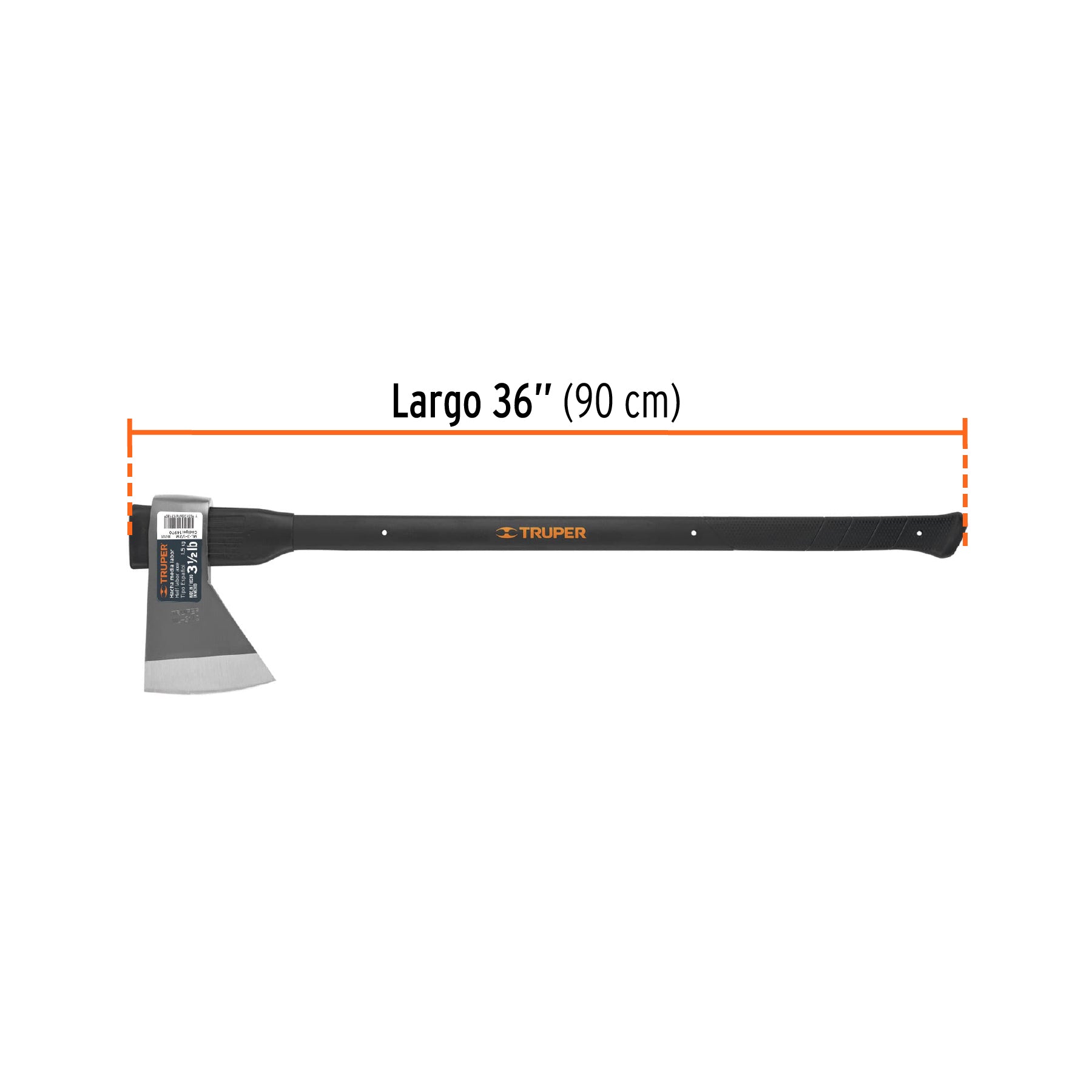 Hacha media labor 3-1/2 lb, mango de fibra de vidrio 36'