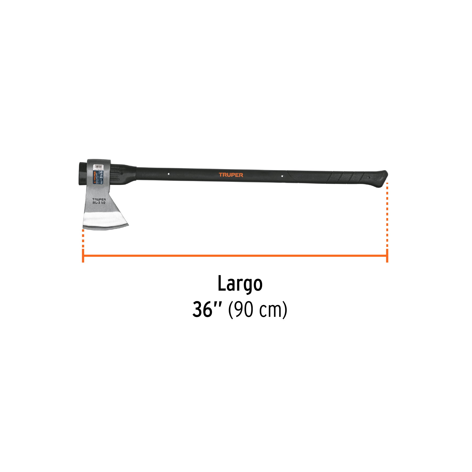 Hacha media labor 3-1/2 lb, mango de fibra de vidrio 36'