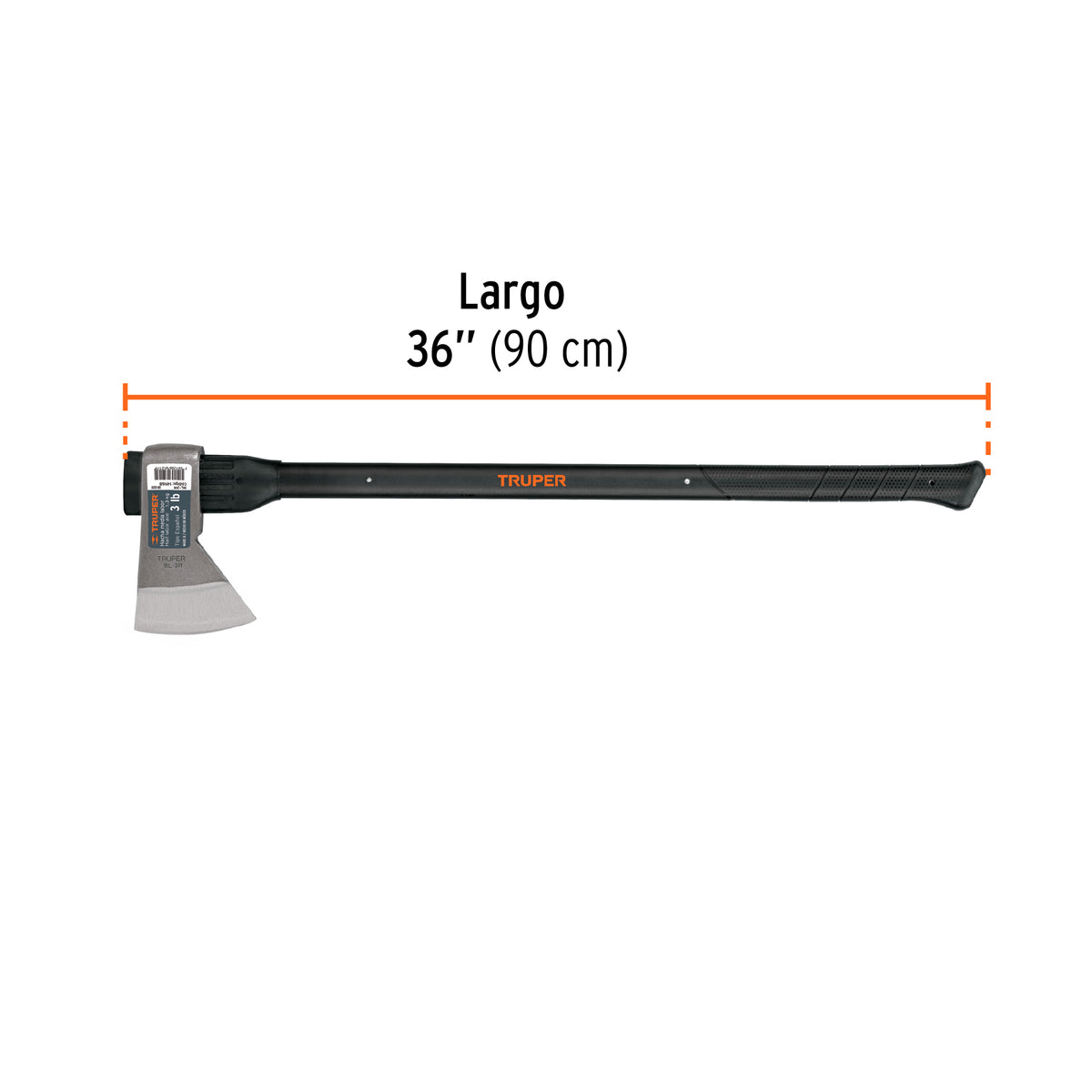 Hacha media labor 3 lb, mango de fibra de vidrio 36', TRUPER