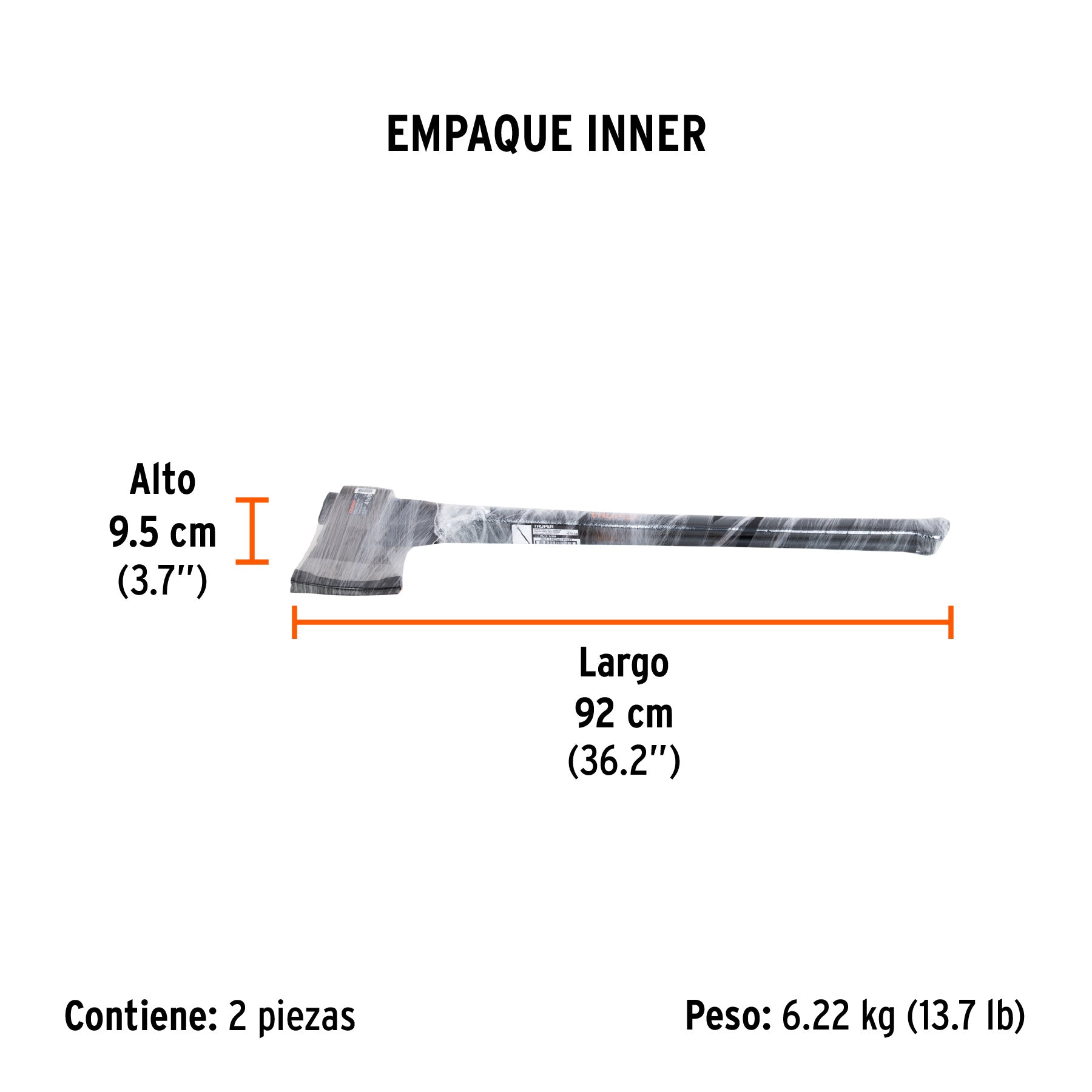 Hacha media labor 4-1/2 lb, mango fibra de vidrio 36',TRUPER