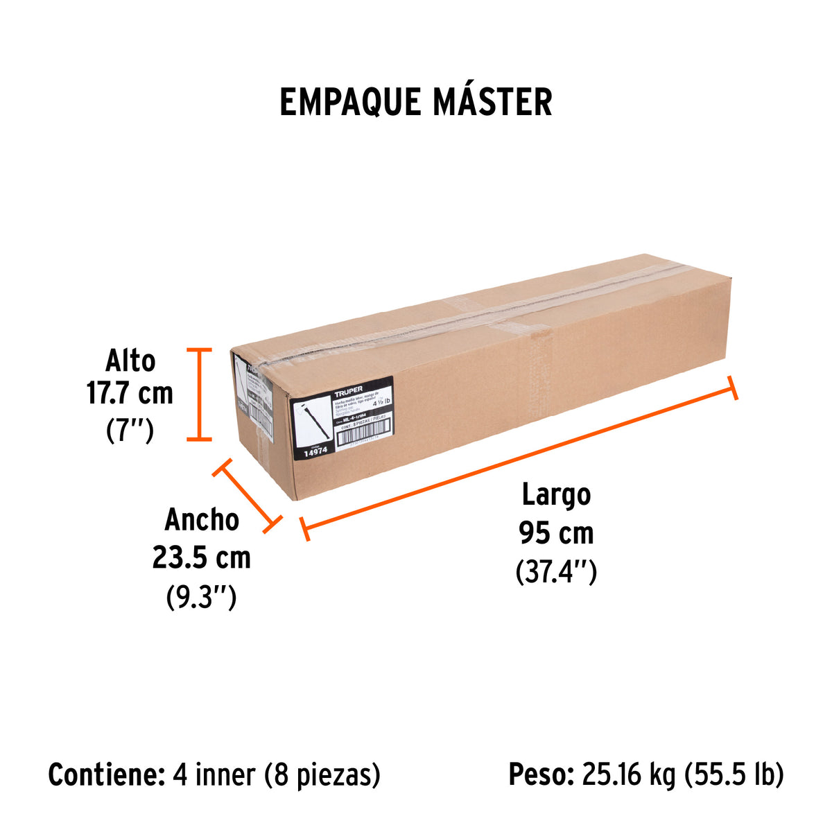 Hacha media labor 4-1/2 lb, mango fibra de vidrio 36',TRUPER