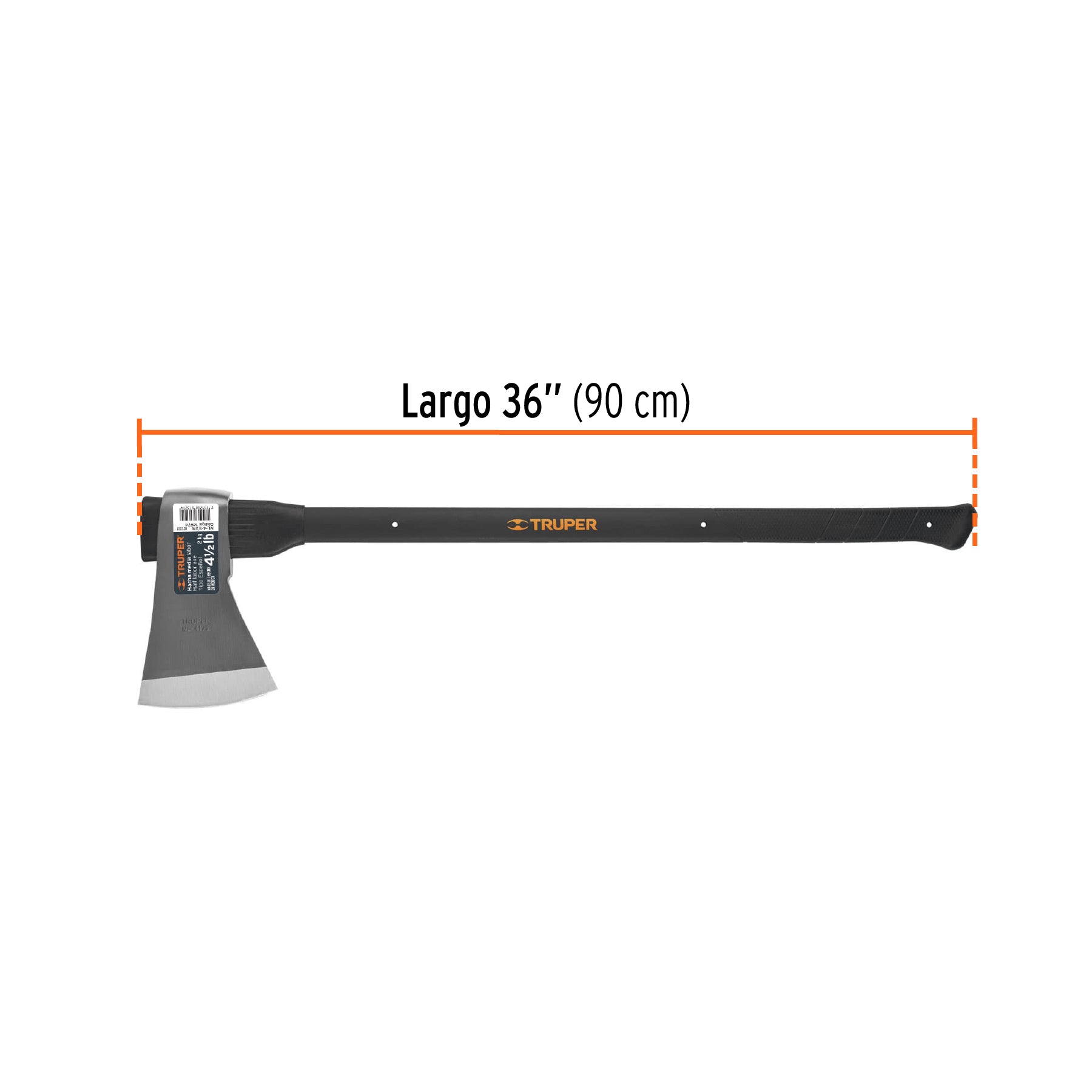 Hacha media labor 4-1/2 lb, mango fibra de vidrio 36',TRUPER