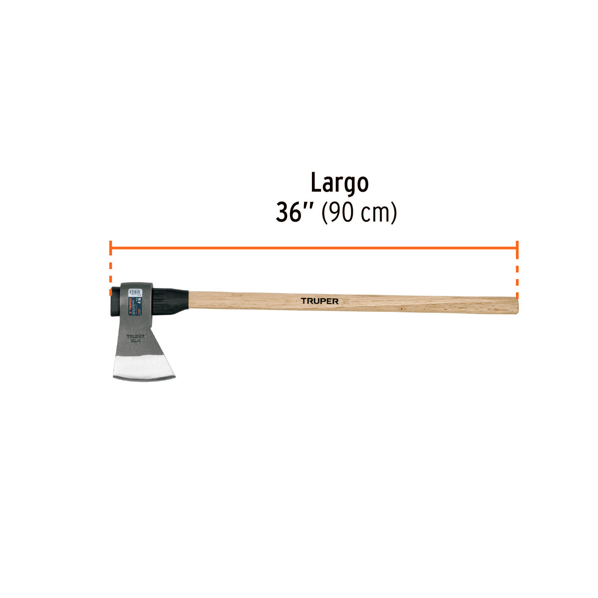 Hacha media labor 4 lb con mango de madera de 36',Truper