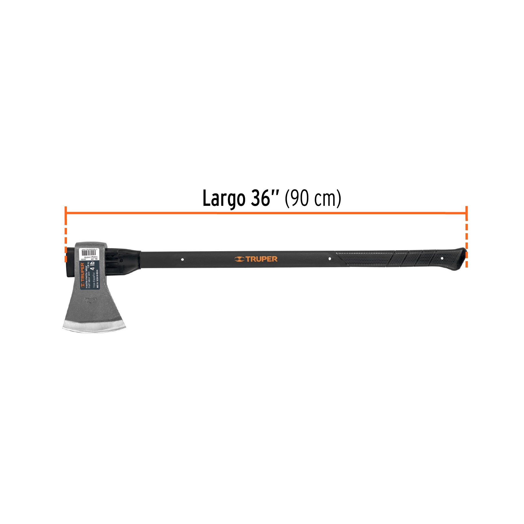 Hacha media labor 4 lb, mango de fibra de vidrio 36',TRUPER