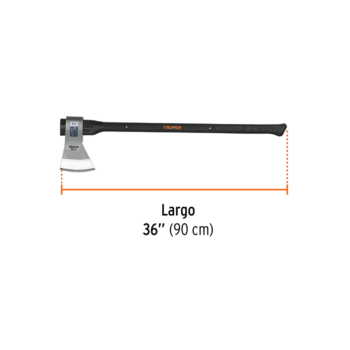 Hacha media labor 4 lb, mango de fibra de vidrio 36',TRUPER