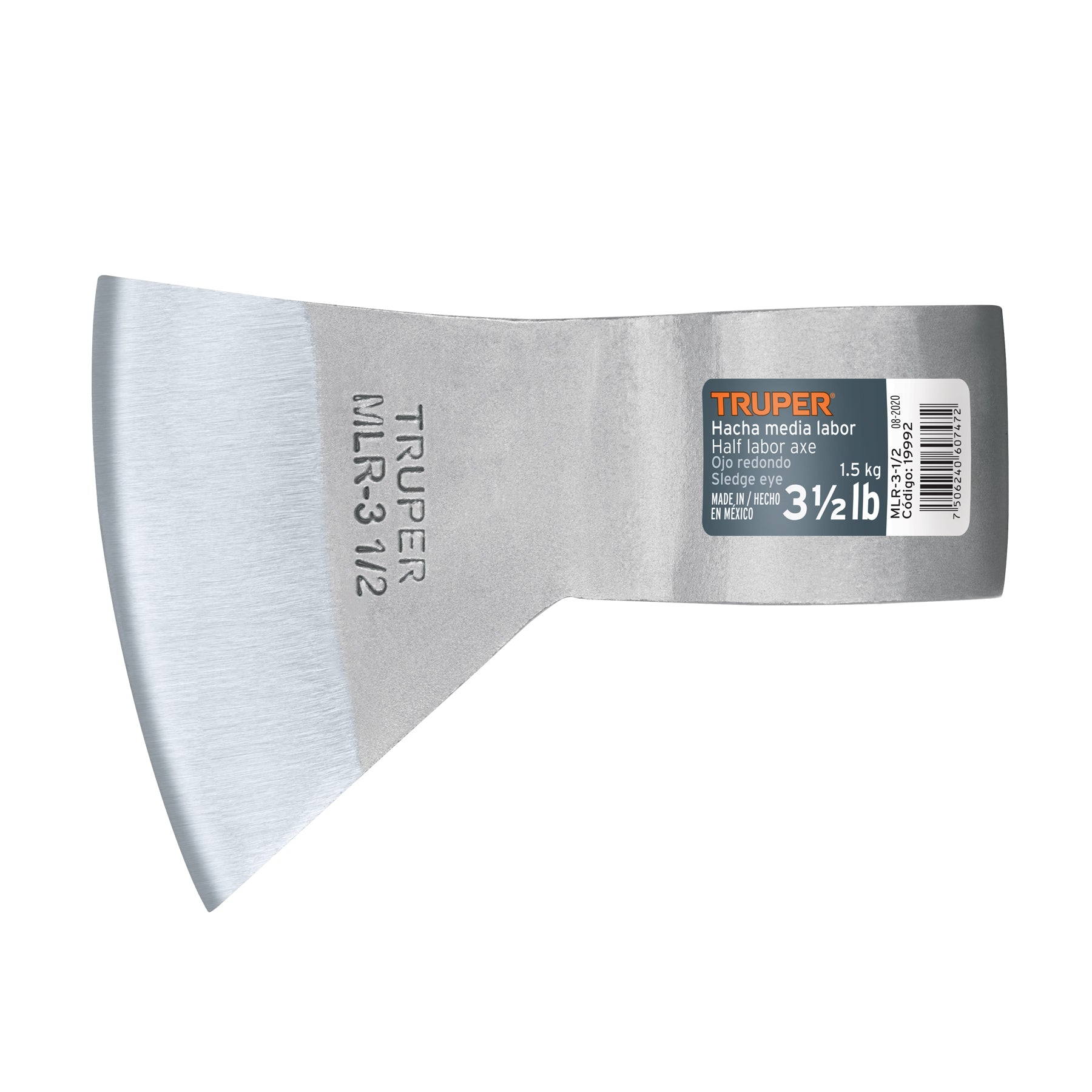 Hacha media labor, ojo redondo 3 1/2 lbs, sin mango