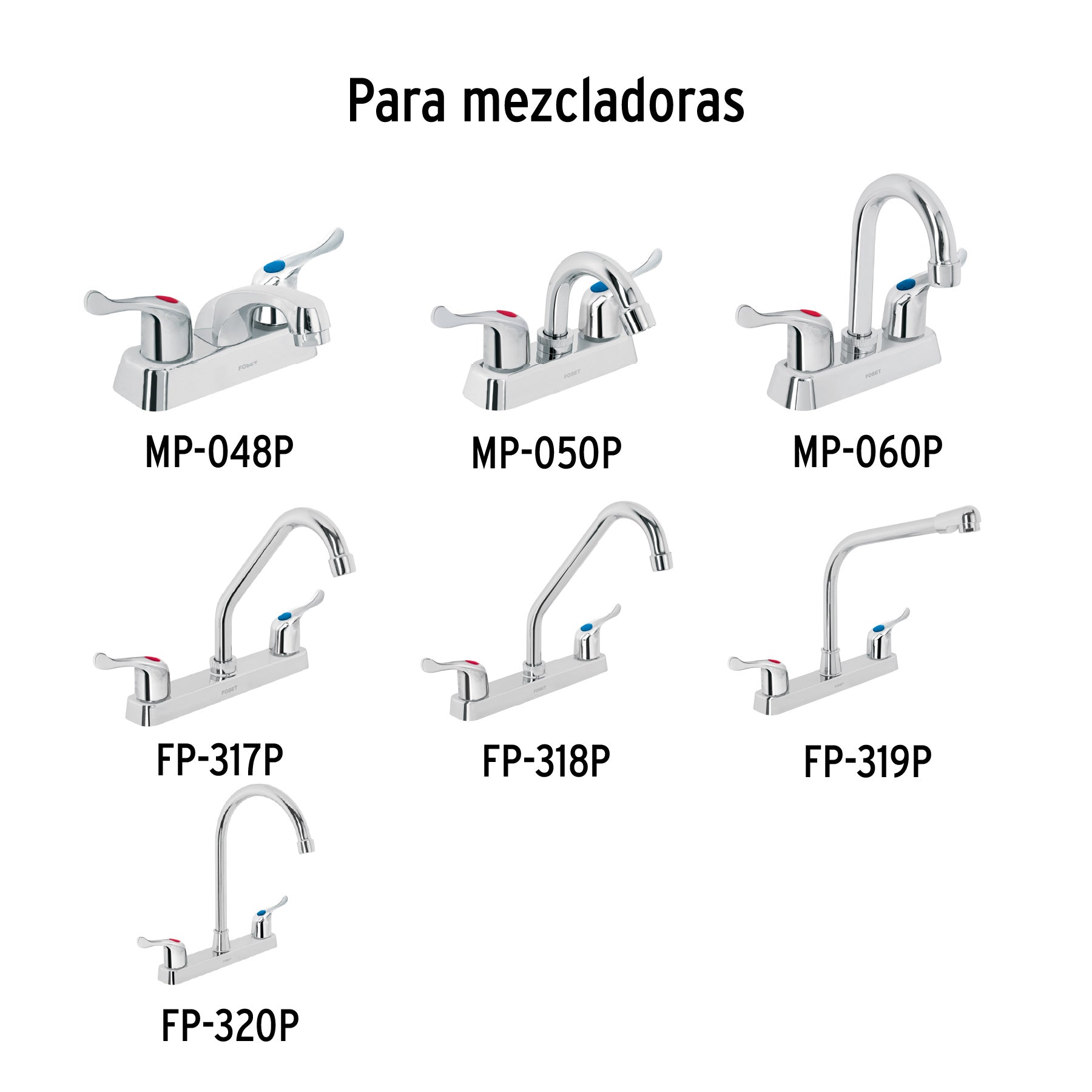Juego 2 manerales para lavabo y fregadero,plásticos, palanca