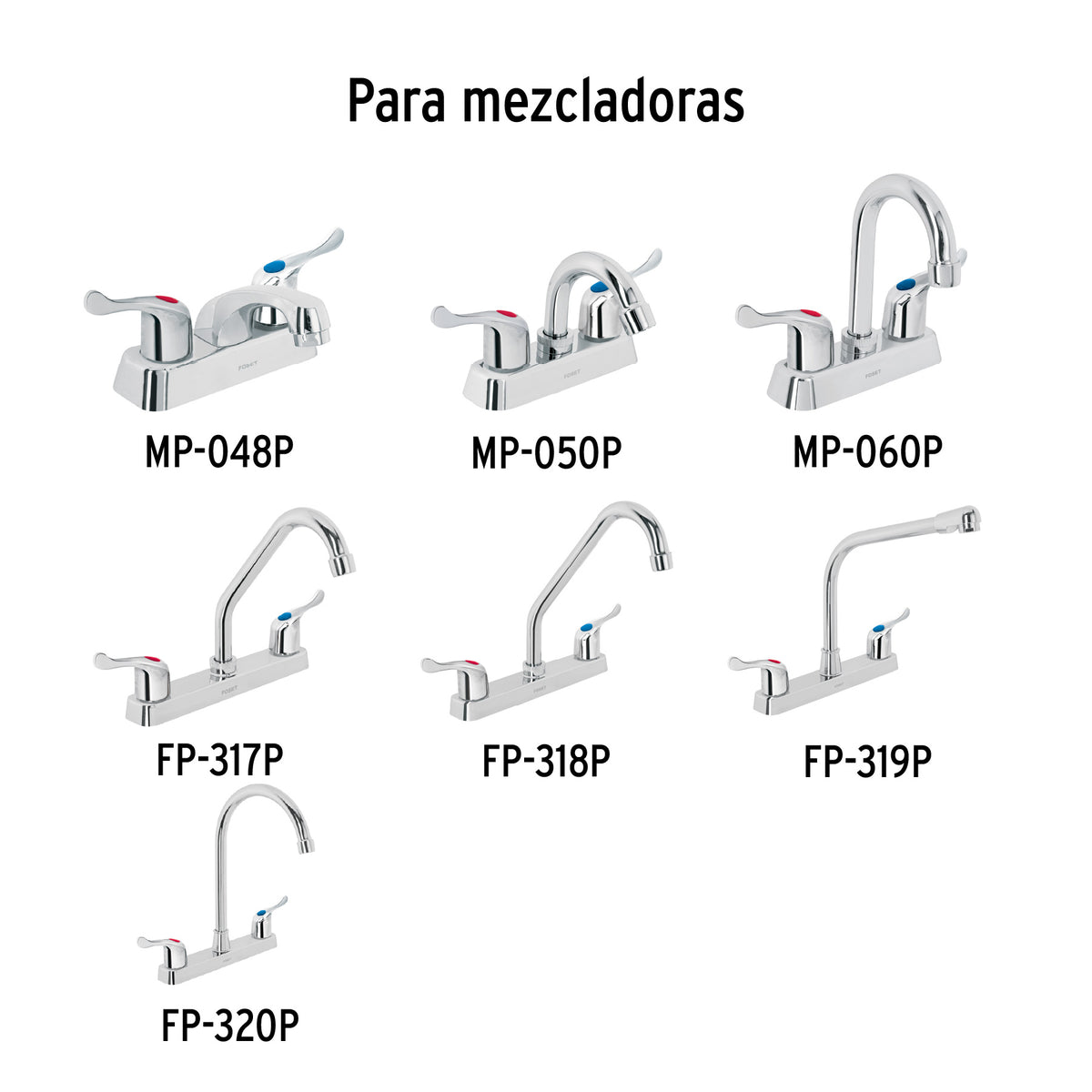 Juego 2 manerales para lavabo y fregadero,plásticos, palanca