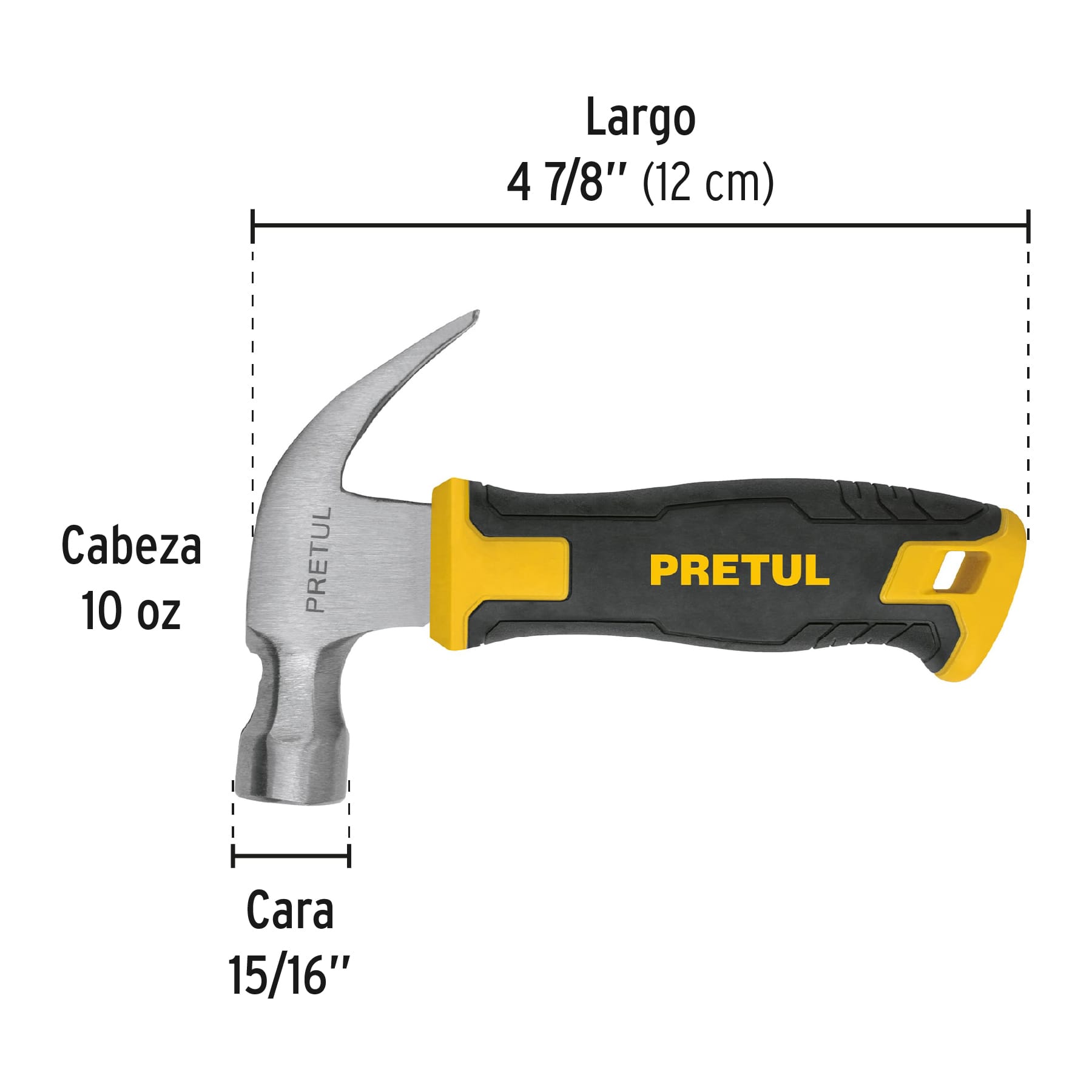 Martillo 10 oz, mango comfort grip, pretul