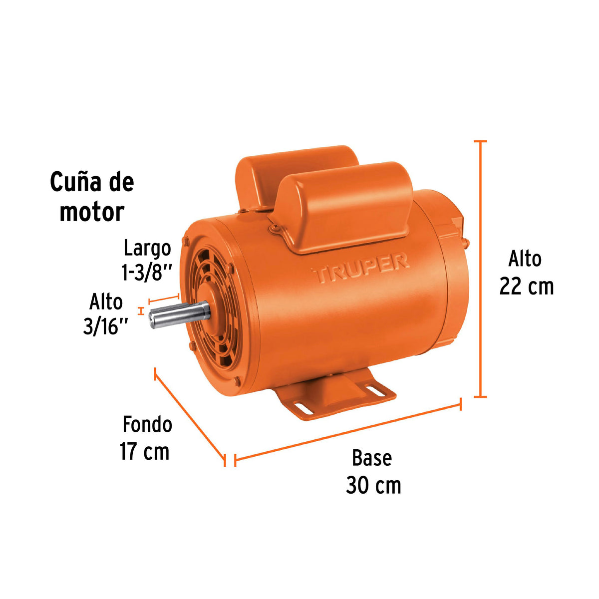 Motor monofásico de 1 1/2 HP, baja, Truper