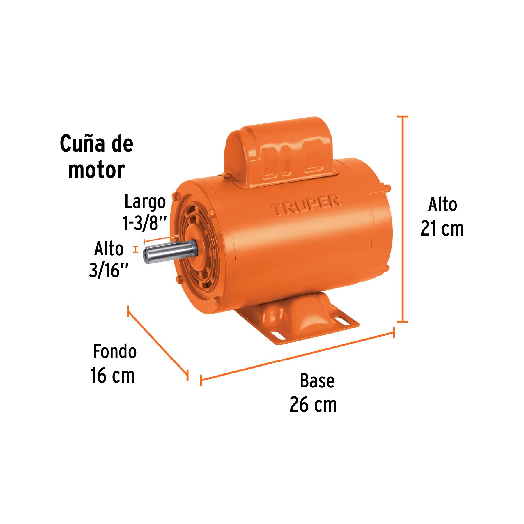 Motor monofásico de 1/2 HP, alta, Truper