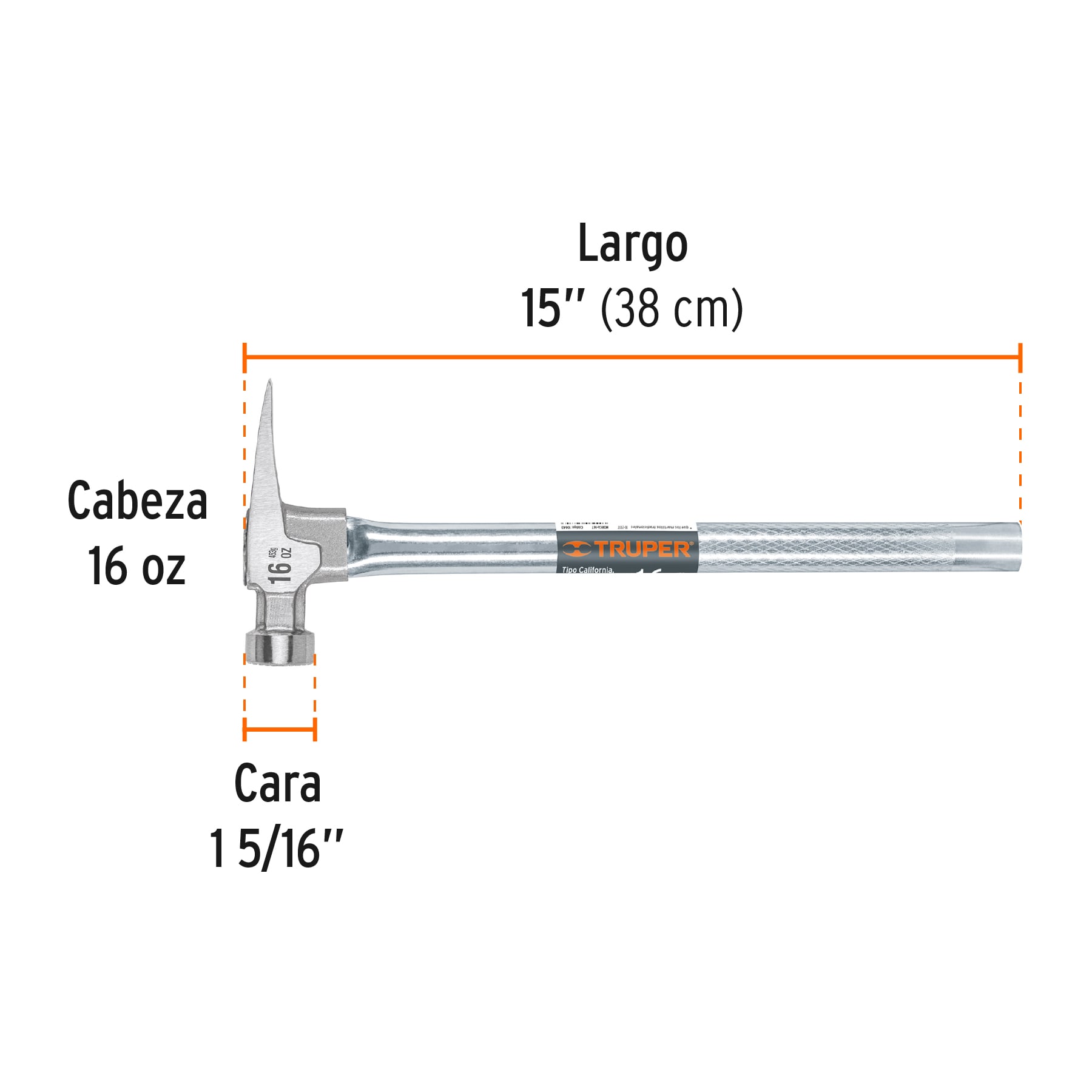 Martillo California Ripper, boca fresada, 16 oz, mgo.tubular