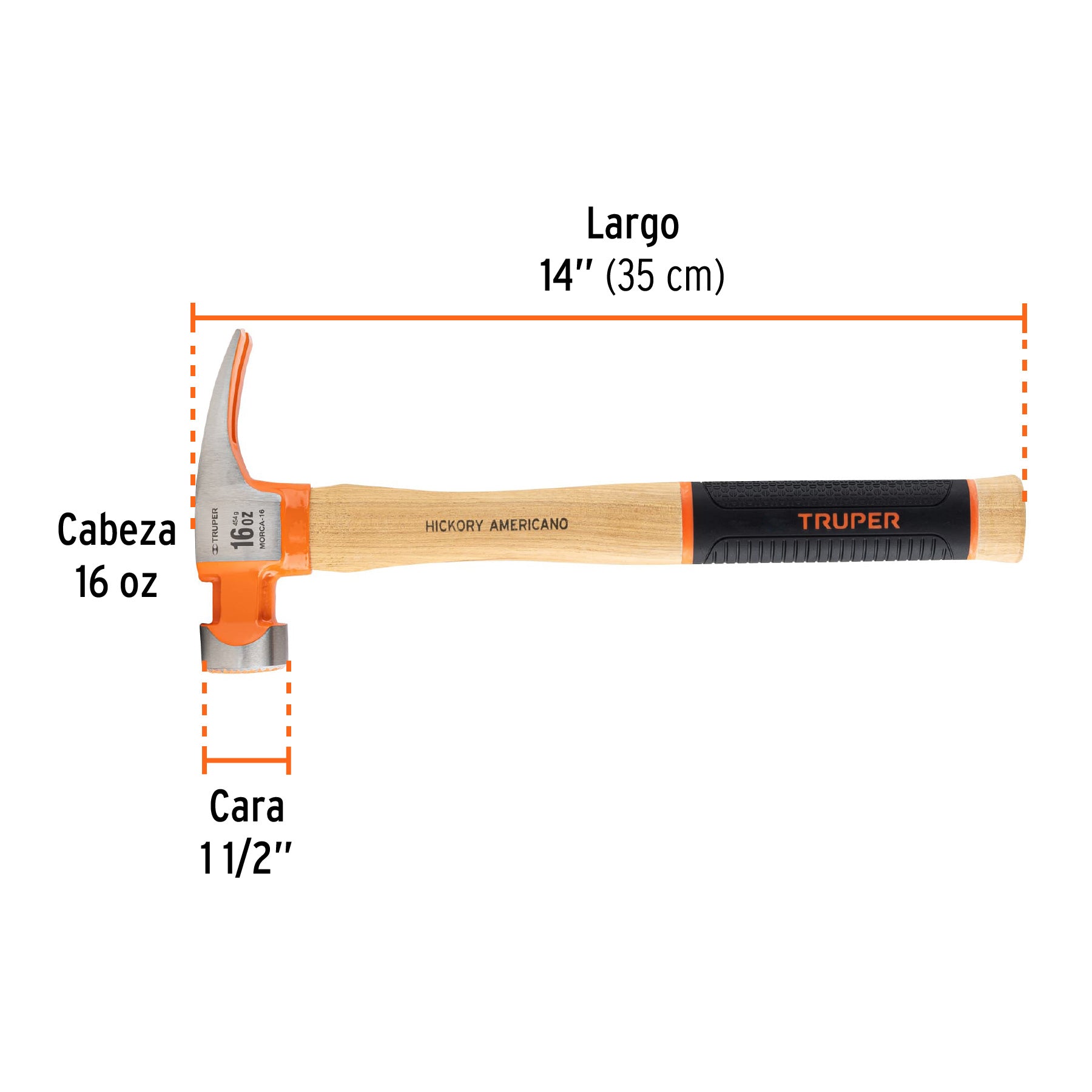 Martillo California Ripper, boca fresada, 16 oz, hickory