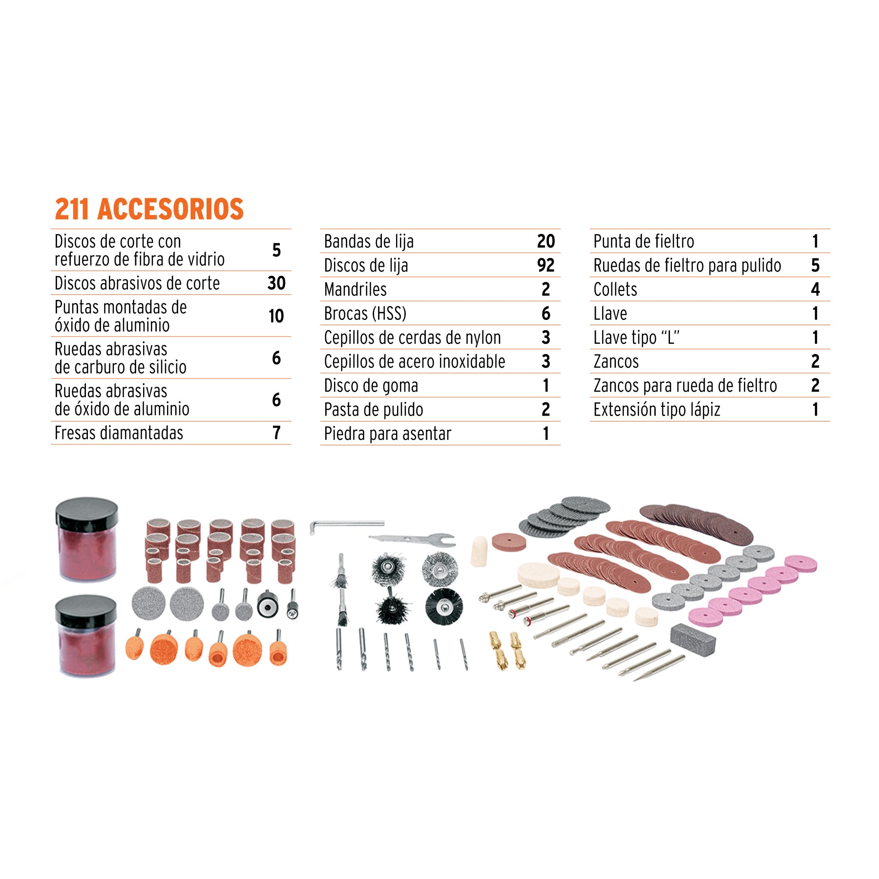 Herramienta rotativa 135W con 211 accesorios, TRUPER PRO