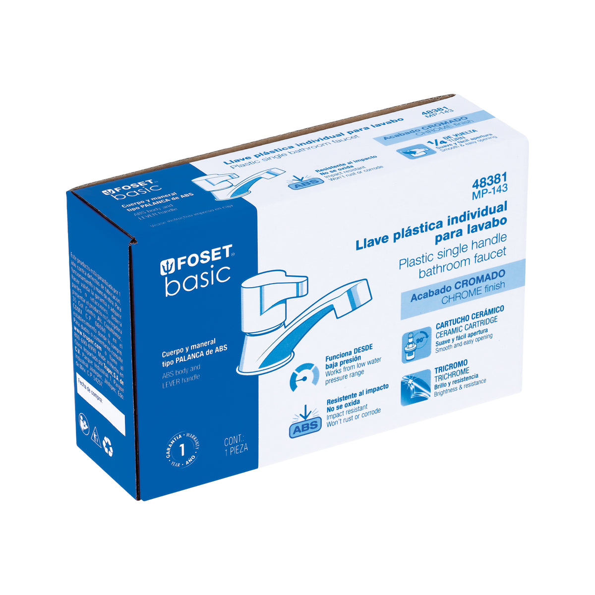 Llave individual para lavabo, ABS, maneral palanca, Basic
