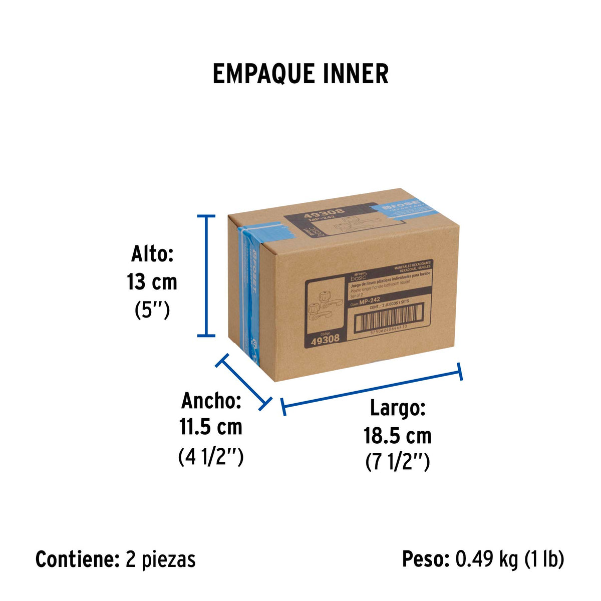 Juego 2 llaves para lavabo, ABS, manerales hexagonal, Basic