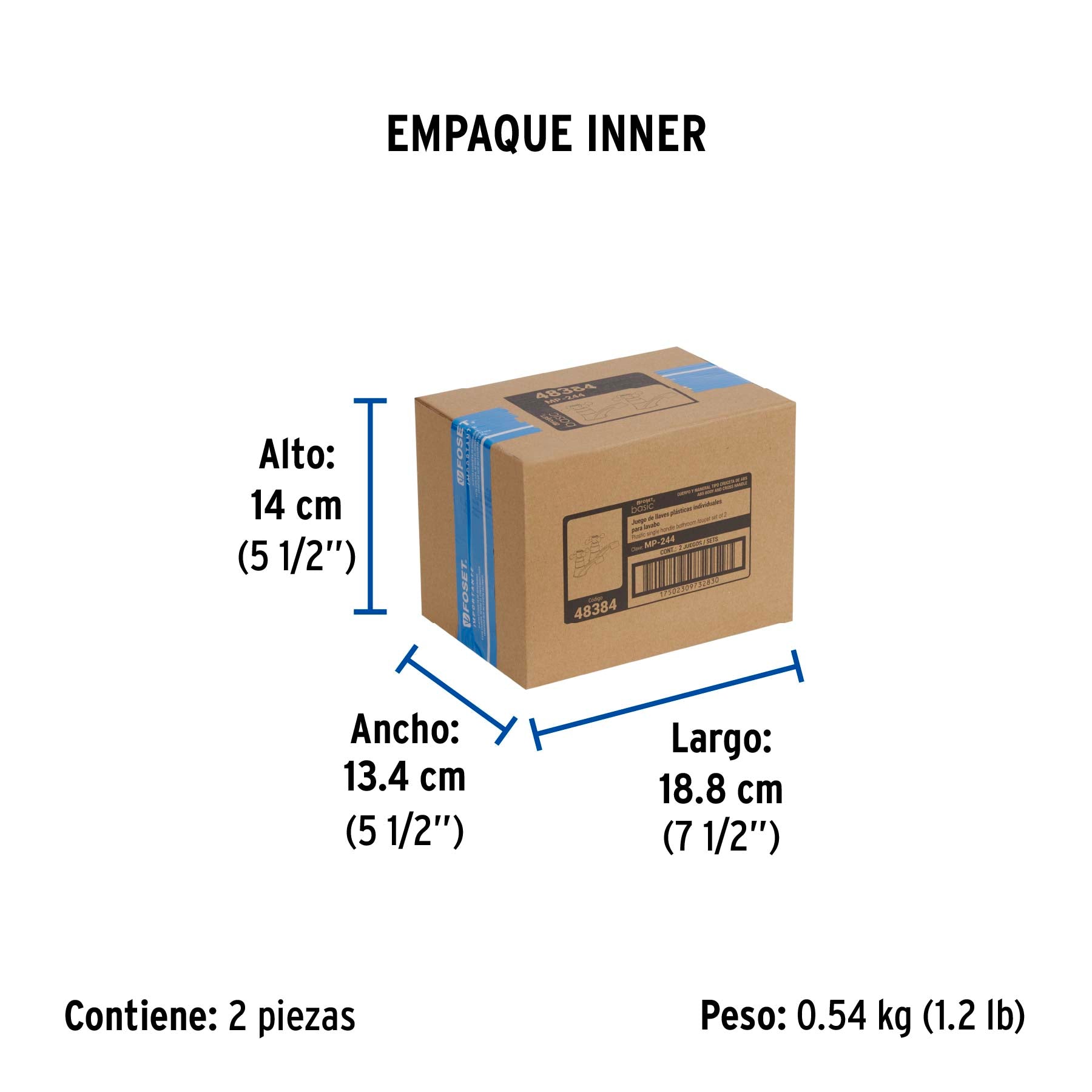 Juego 2 llaves para lavabo, ABS, manerales cruceta, Basic
