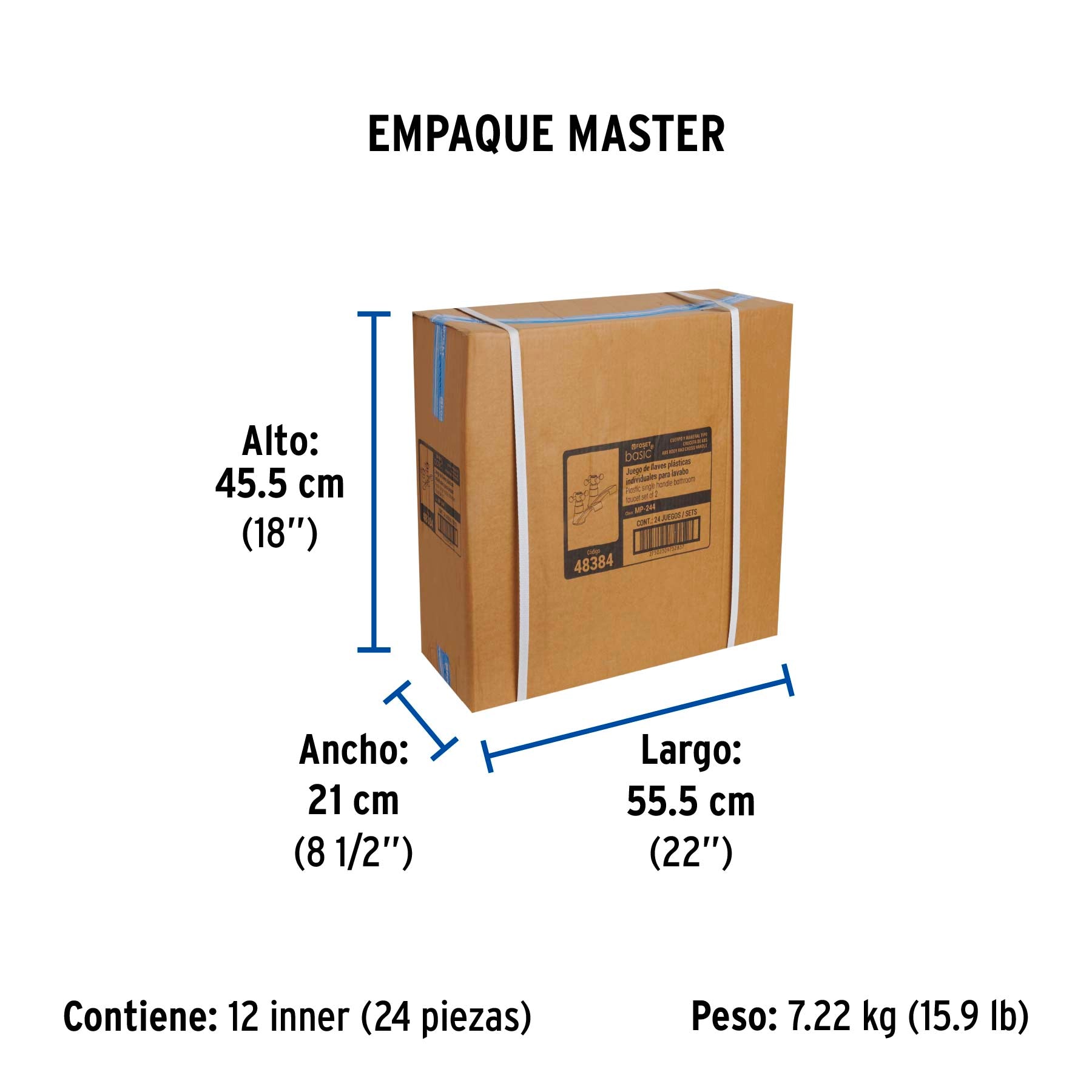 Juego 2 llaves para lavabo, ABS, manerales cruceta, Basic