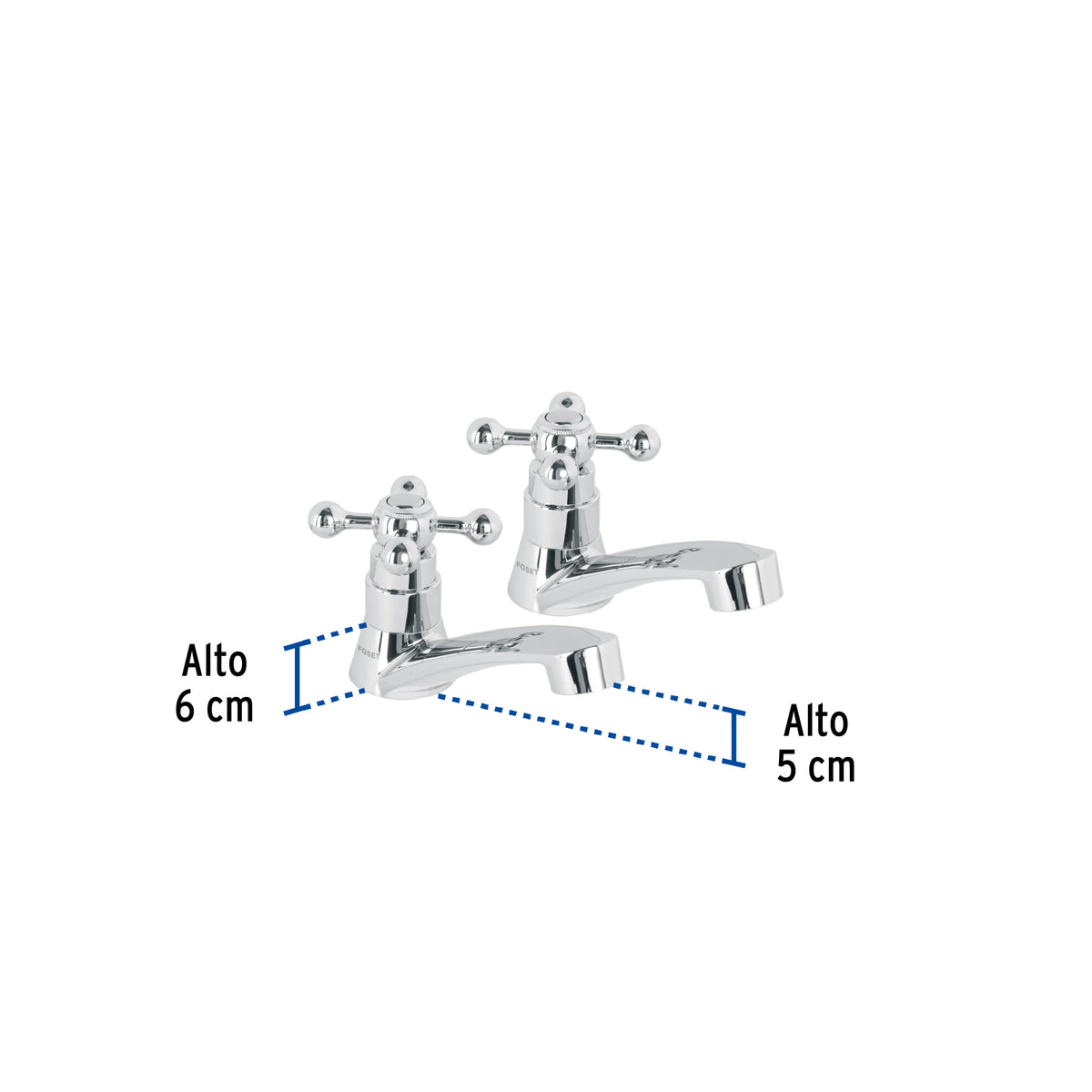 Juego 2 llaves para lavabo, ABS, manerales cruceta, Basic