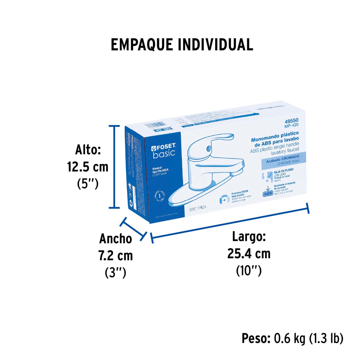Monomando para lavabo, cuerpo de plástico, Basic