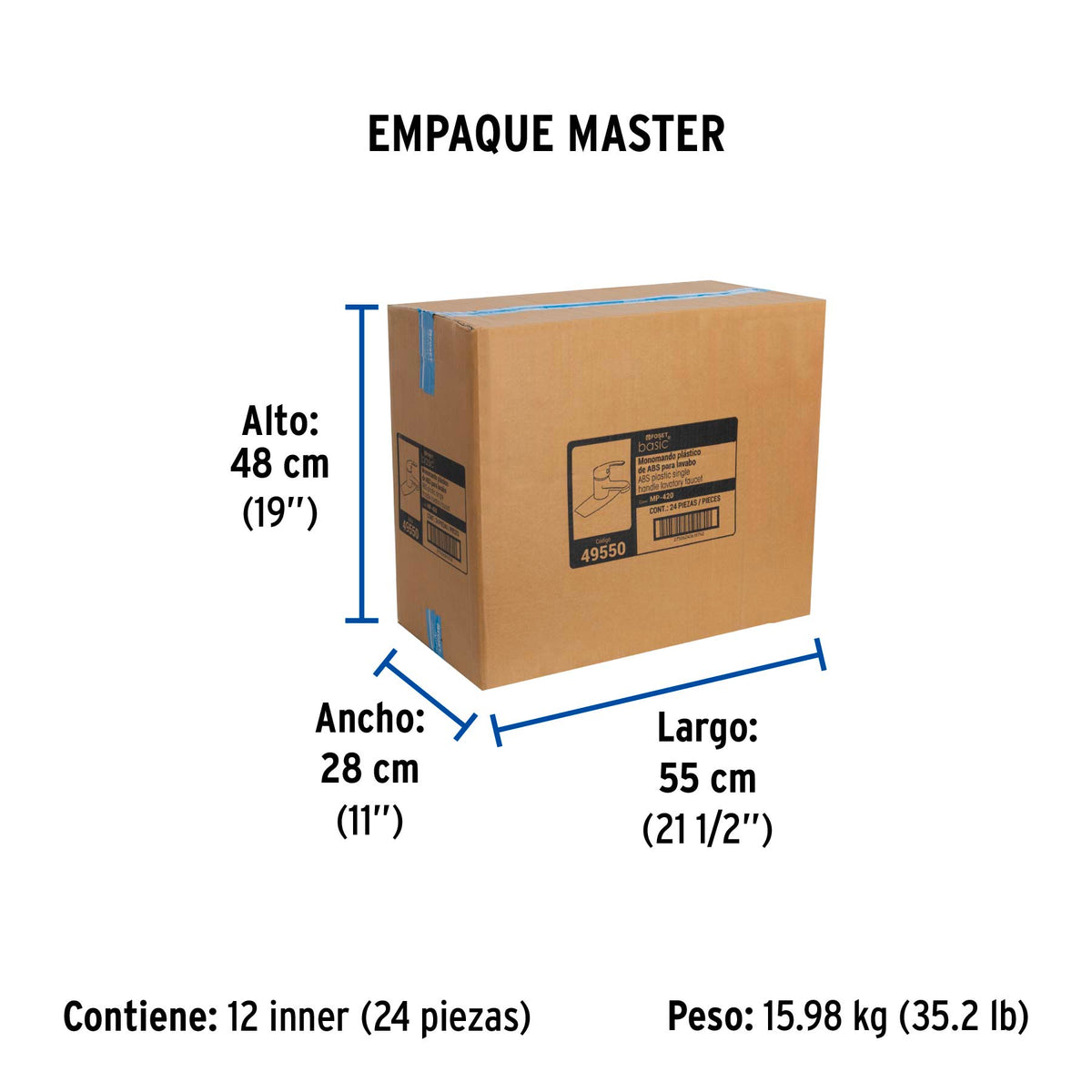 Monomando para lavabo, cuerpo de plástico, Basic