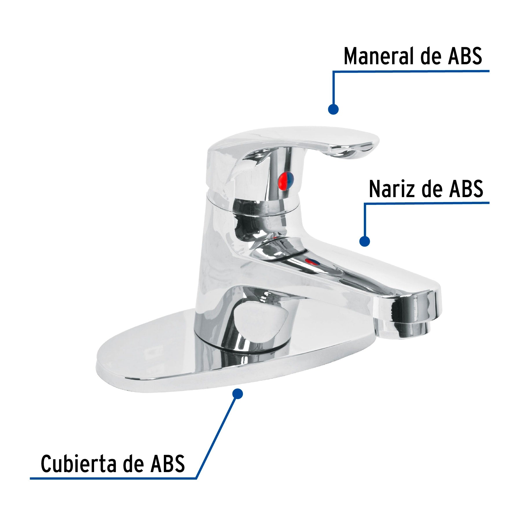 Monomando para lavabo, cuerpo de plástico, Basic