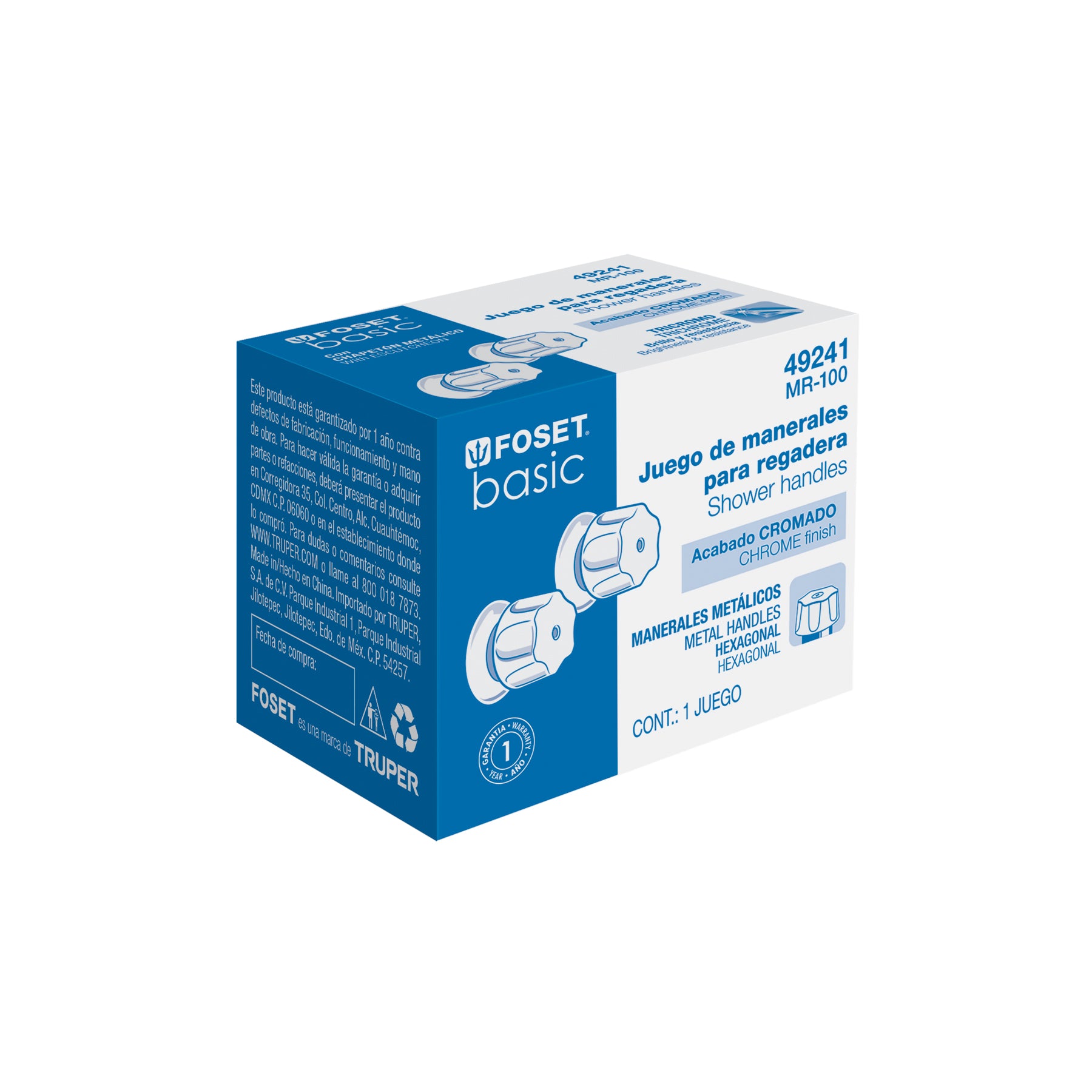 Juego 2 manerales para regadera, tipo cubo, basic