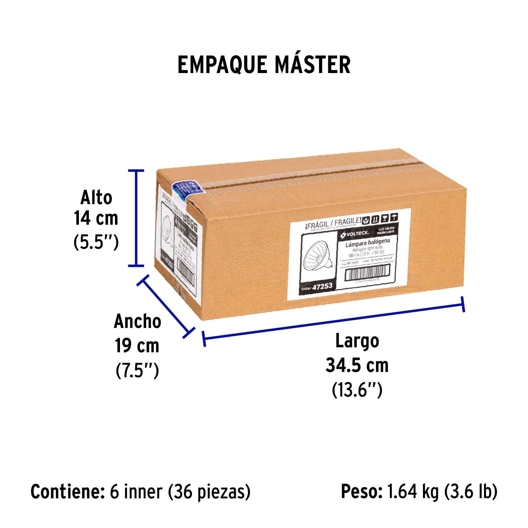 Foco de halógeno tipo MR 16, 50 w, Volteck