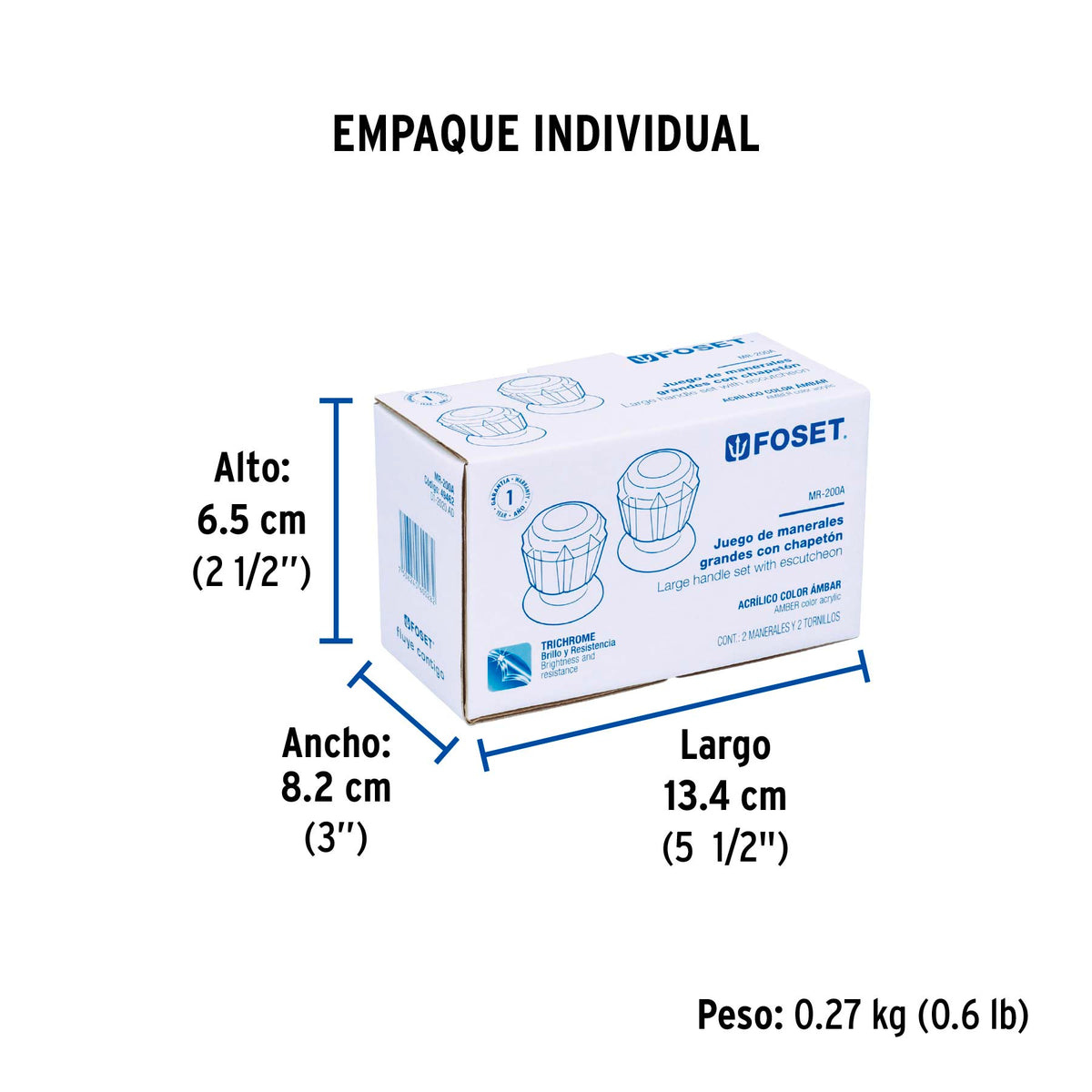 Juego de 2 manerales de acrilico regadera ámbar, Basic