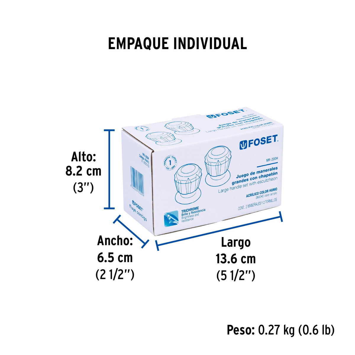 Juego de 2 manerales de acrilico regadera humo, Basic