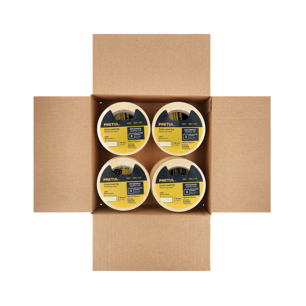 Cinta masking tape de 1-1/2' x 50 m, Pretul