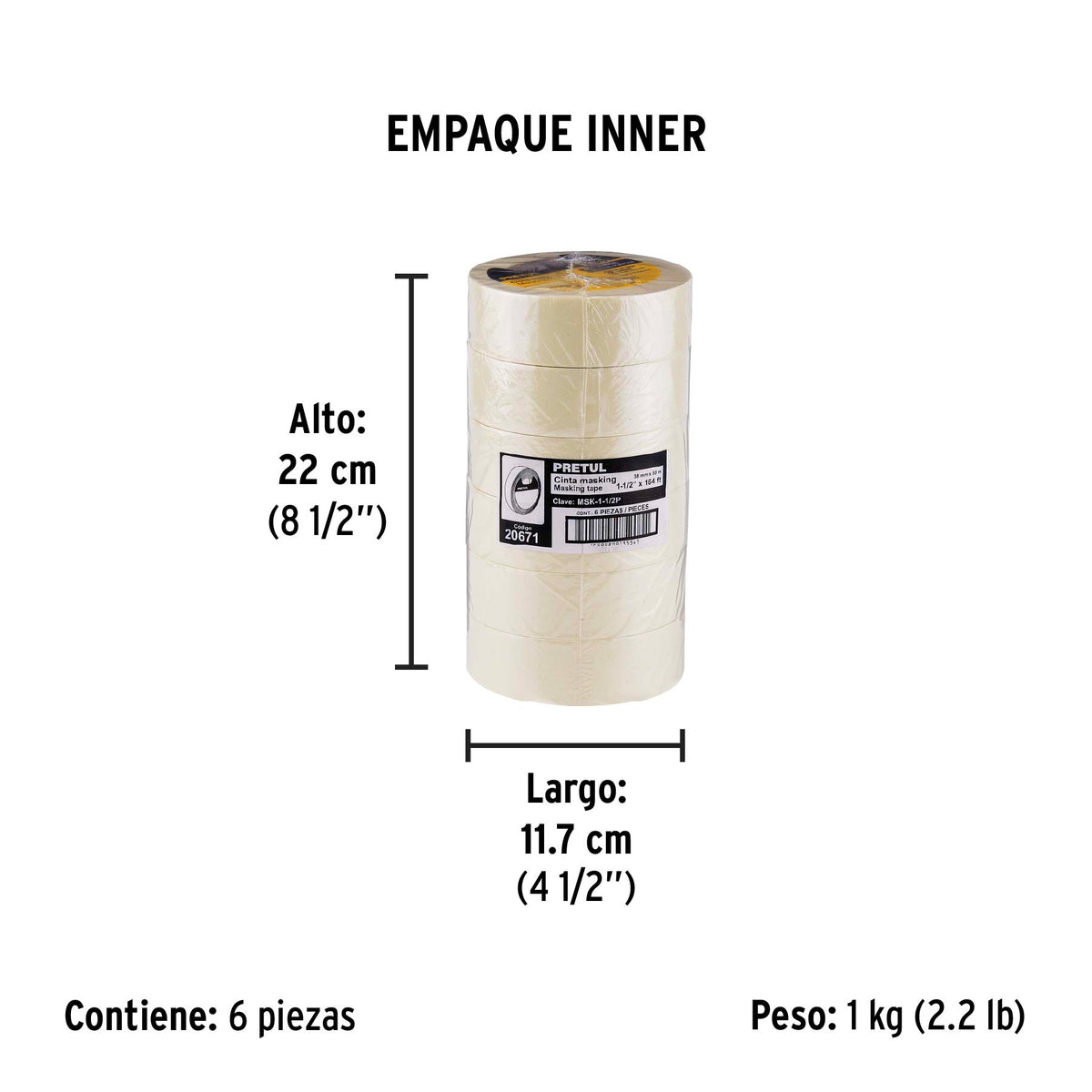 Cinta masking tape de 1-1/2' x 50 m, Pretul