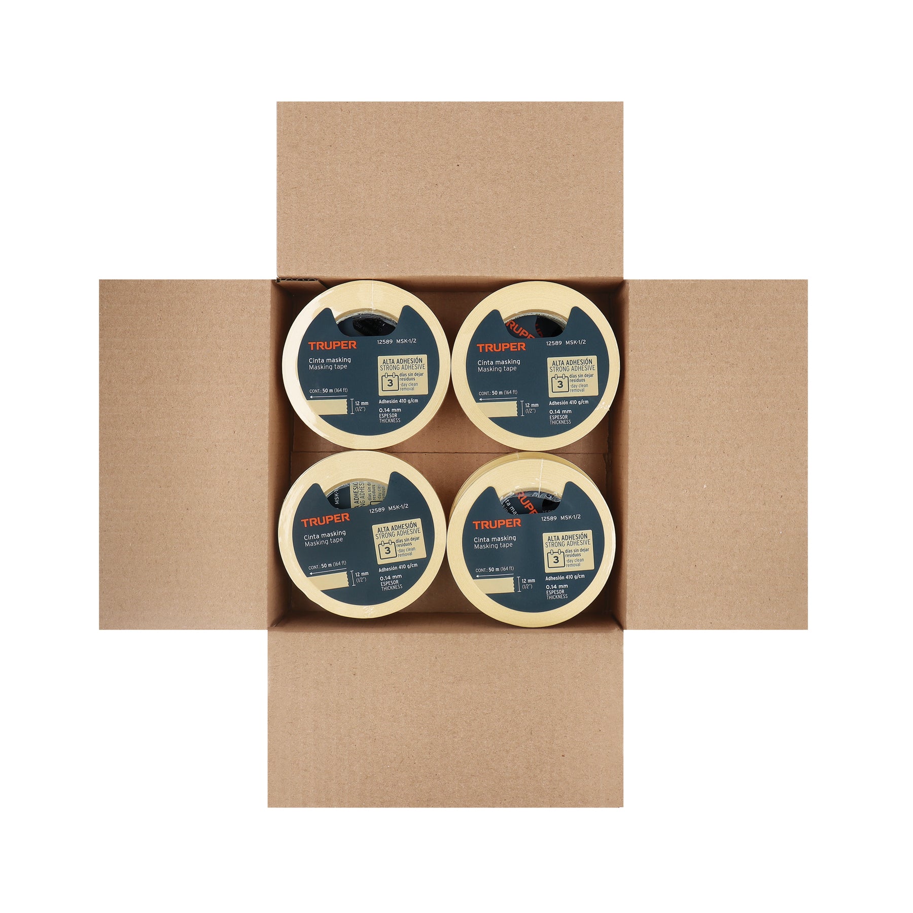 Cinta masking tape, 1/2" x 50 m