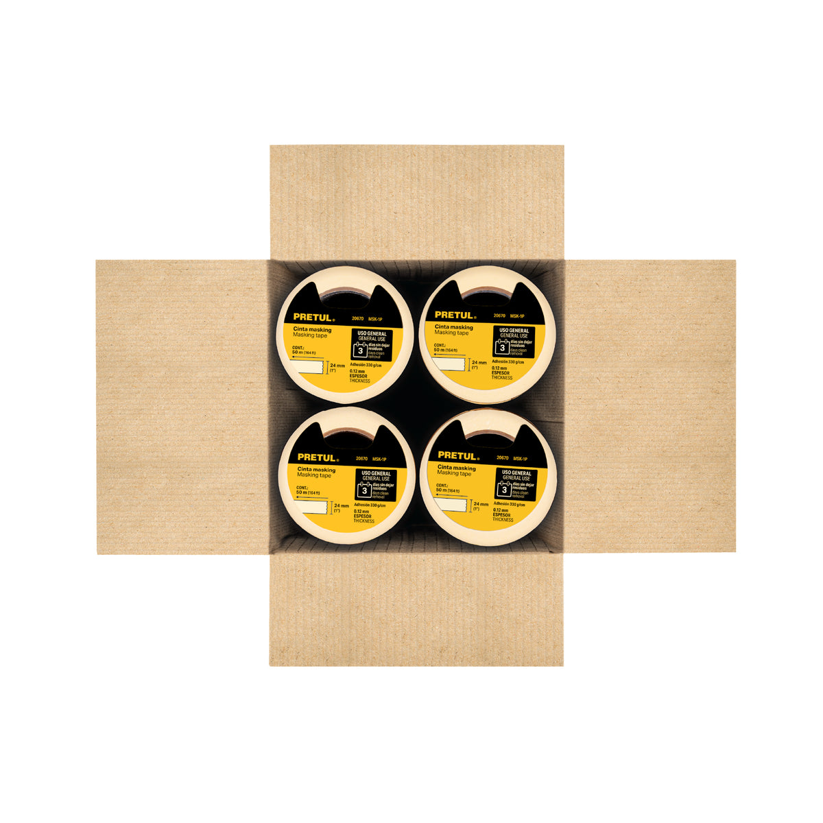 Cinta masking tape de 1' x 50 m, Pretul